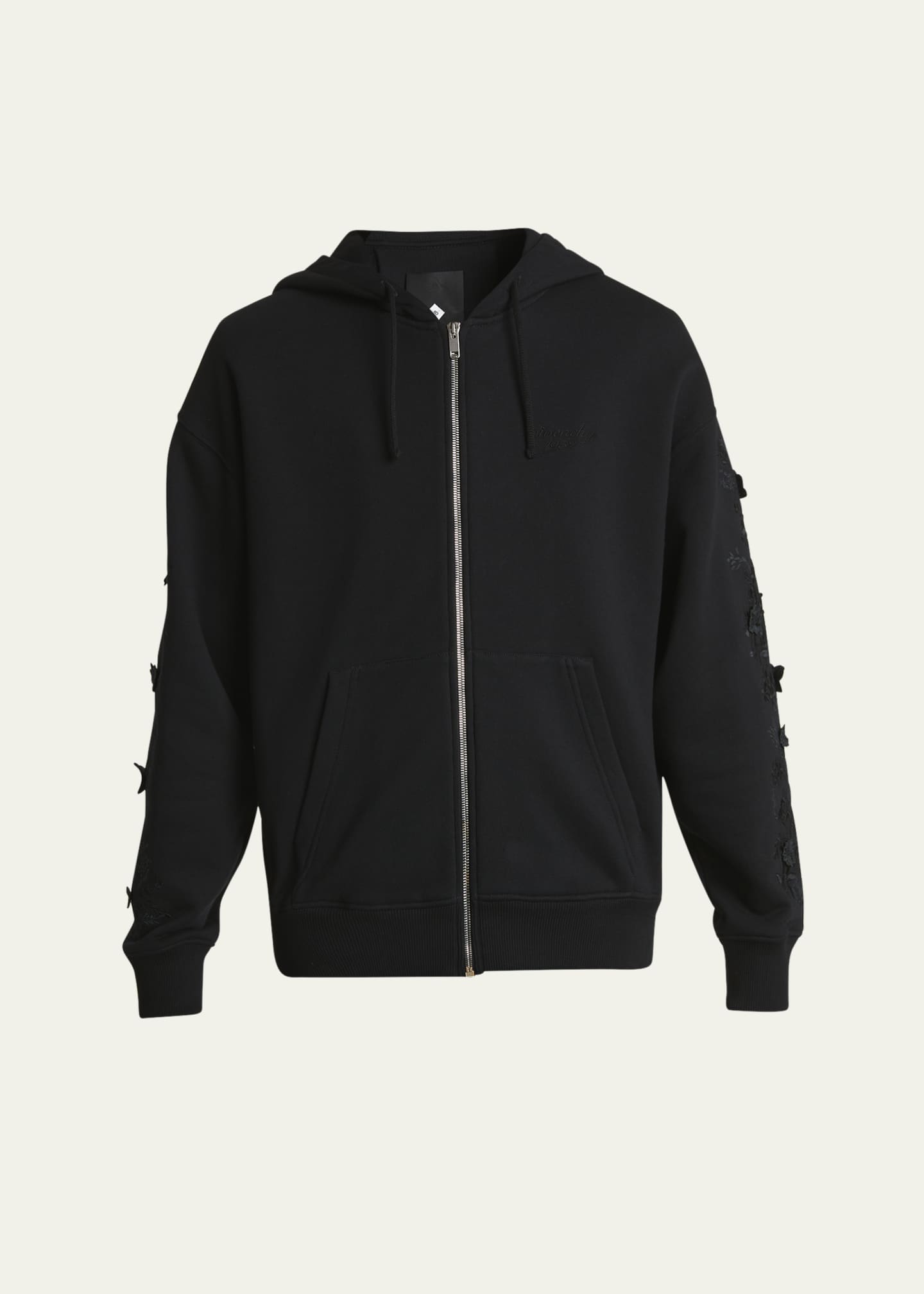 Givenchy Men s Cotton Tonal Floral Embroidered Zip Hoodie Bergdorf Goodman