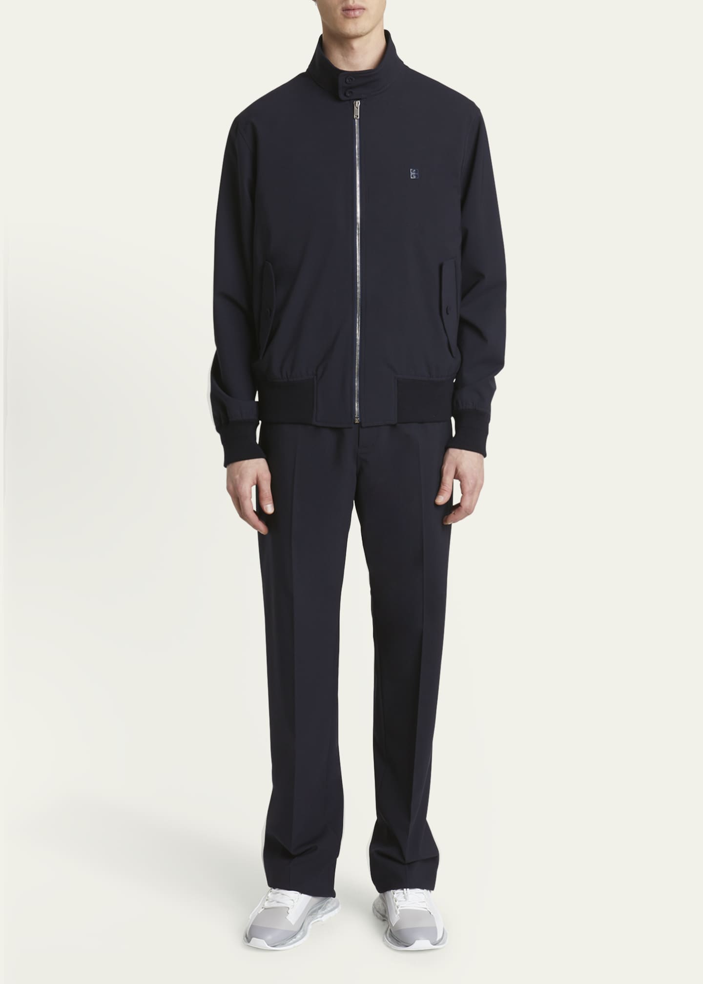 Givenchy Men's Poplin Wool-Blend Cordura Harrington Jacket Image 2 of 5