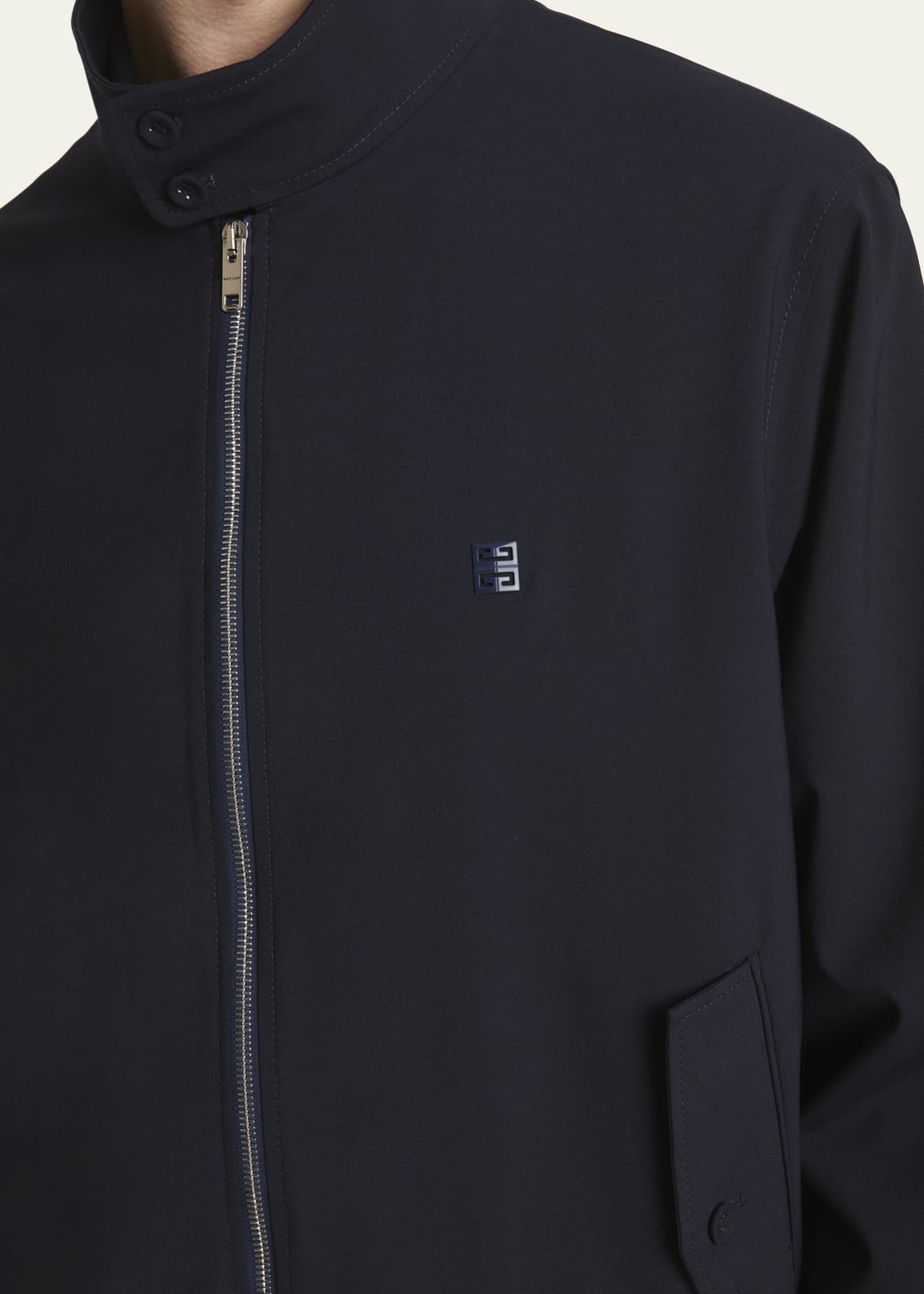 Givenchy Men's Poplin Wool-Blend Cordura Harrington Jacket Image 5 of 5