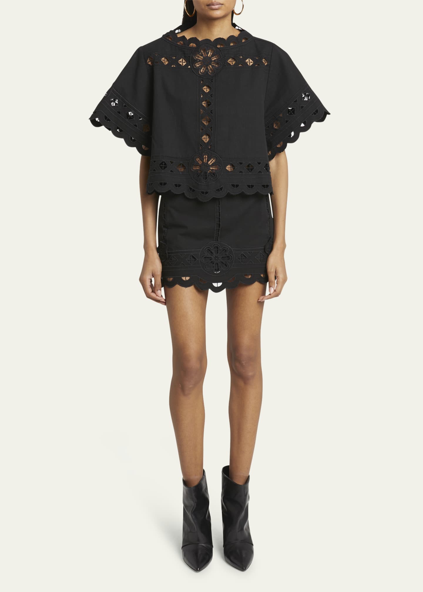 Parissa Cutout Lace Scallop Top