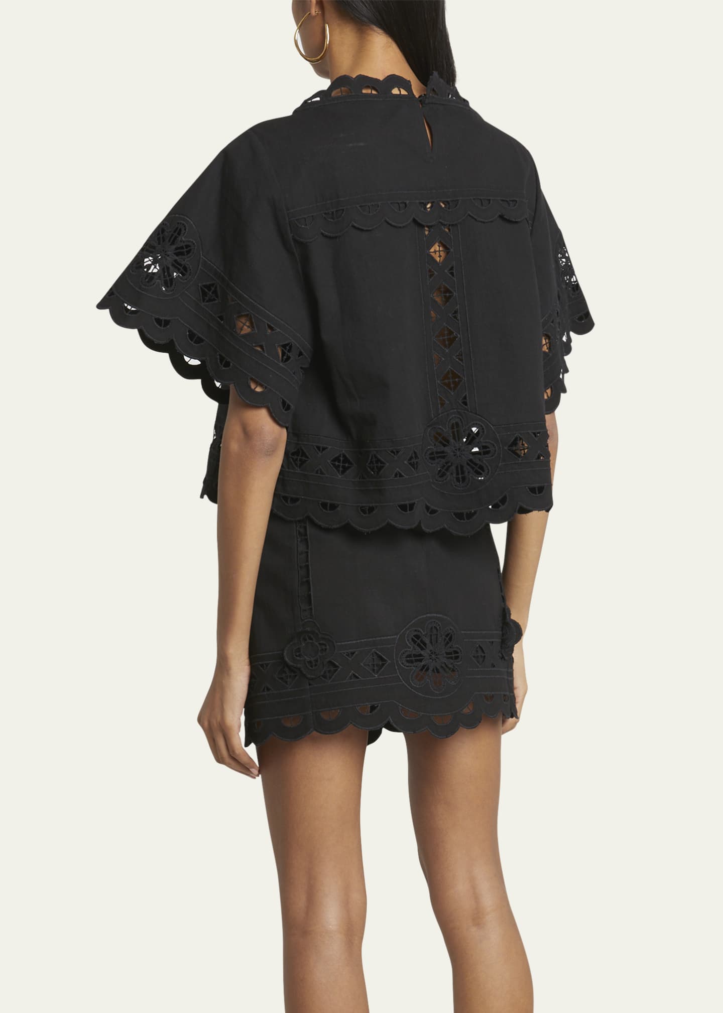 Parissa Cutout Lace Scallop Top