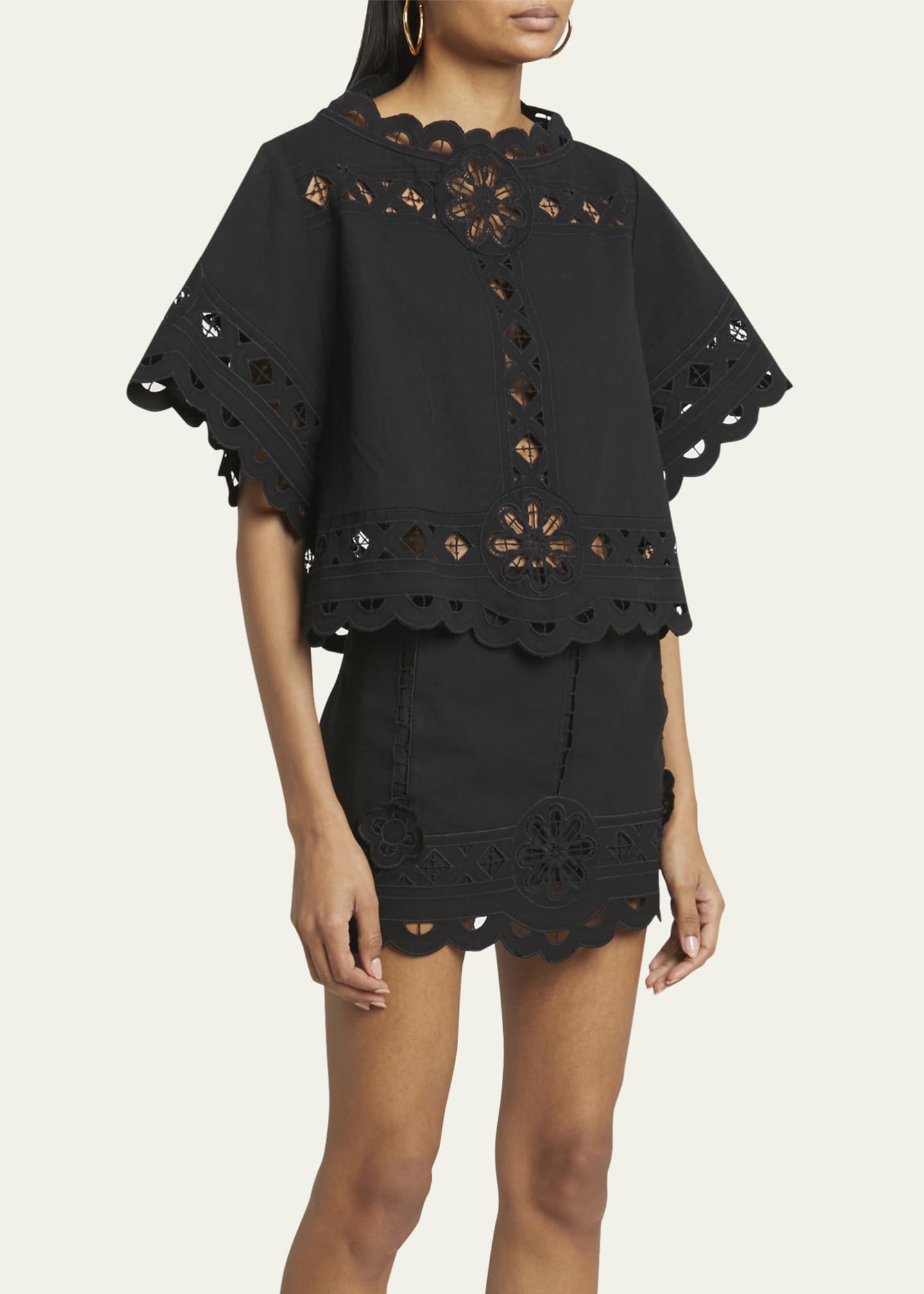 Parissa Cutout Lace Scallop Top