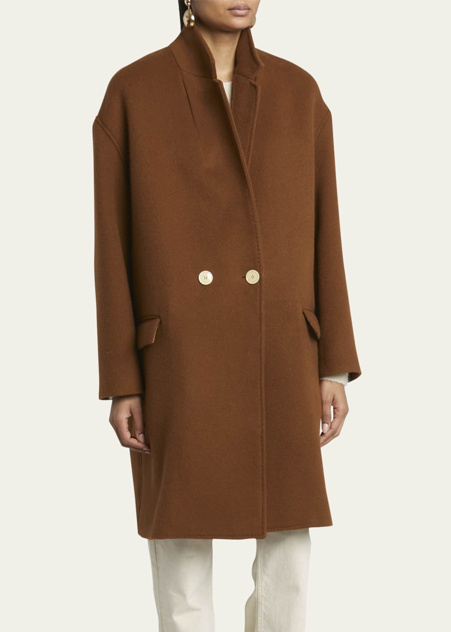 Isabel Marant Efegozi Double Breasted Wool Cashmere Coat Image 4 of 5