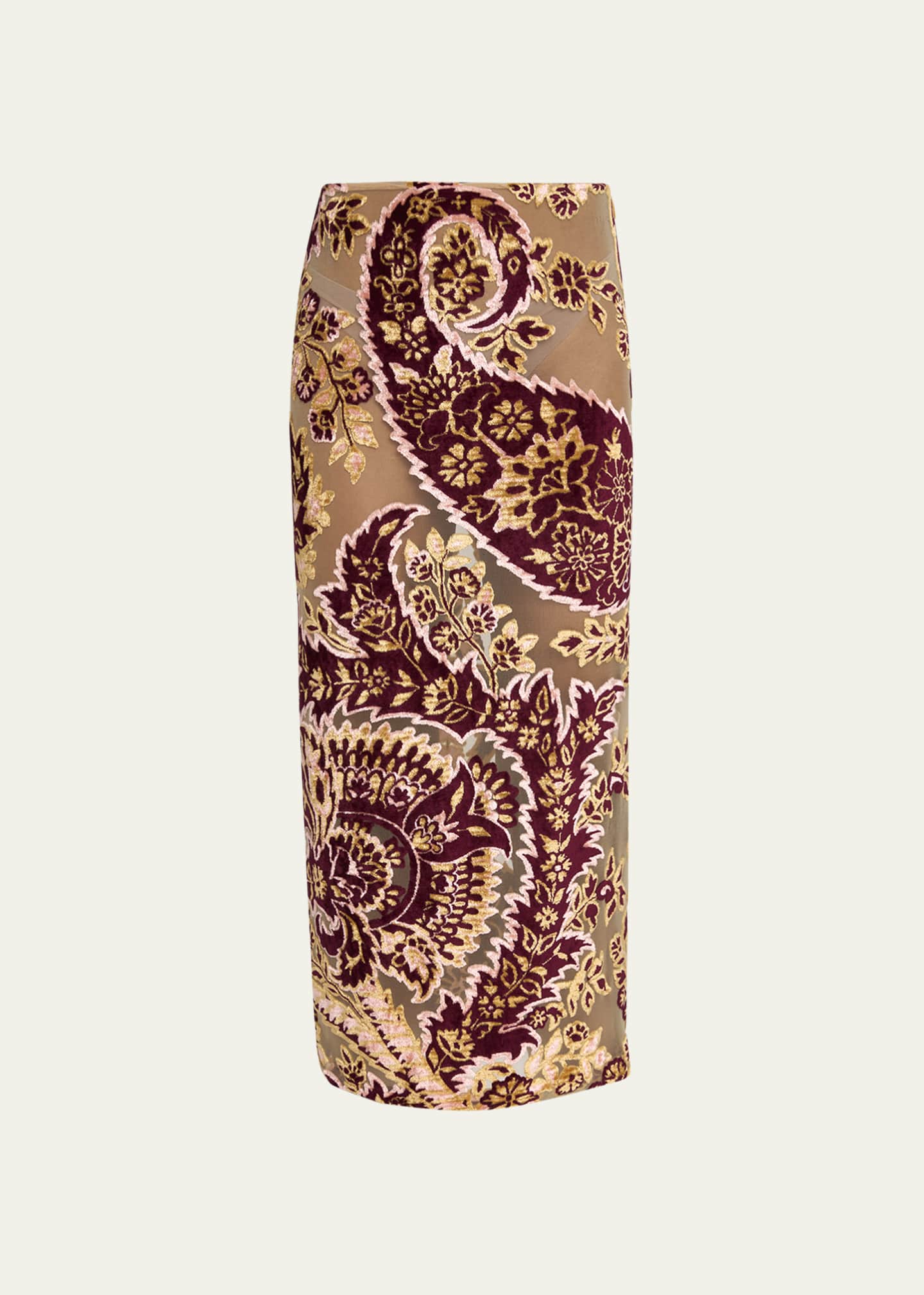 Etro Paisley Jacquard Velvet Midi Skirt Multicoloured