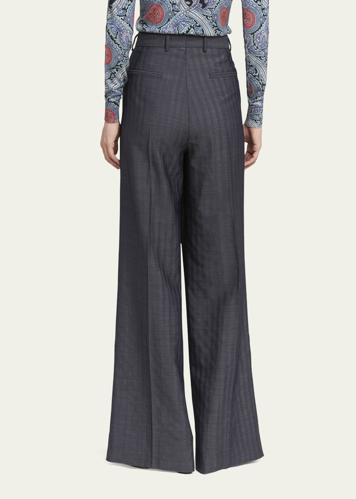 Etro Stripe Wide Leg Wool Trousers Image 3 of 5