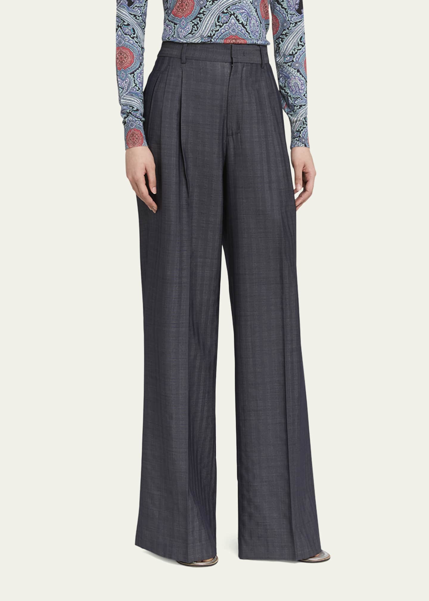 Etro Stripe Wide Leg Wool Trousers Image 4 of 5