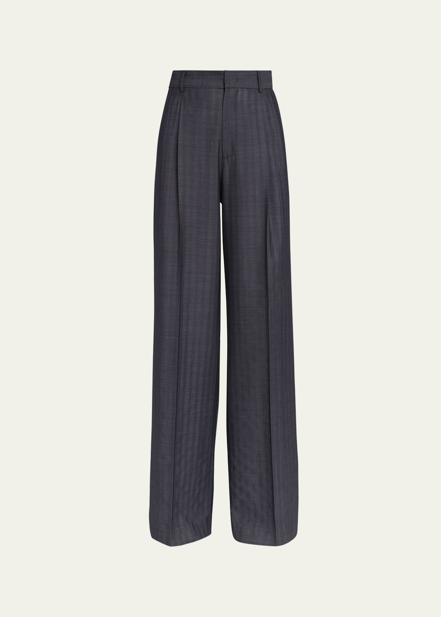 Etro Stripe Wide Leg Wool Trousers Image 1 of 5