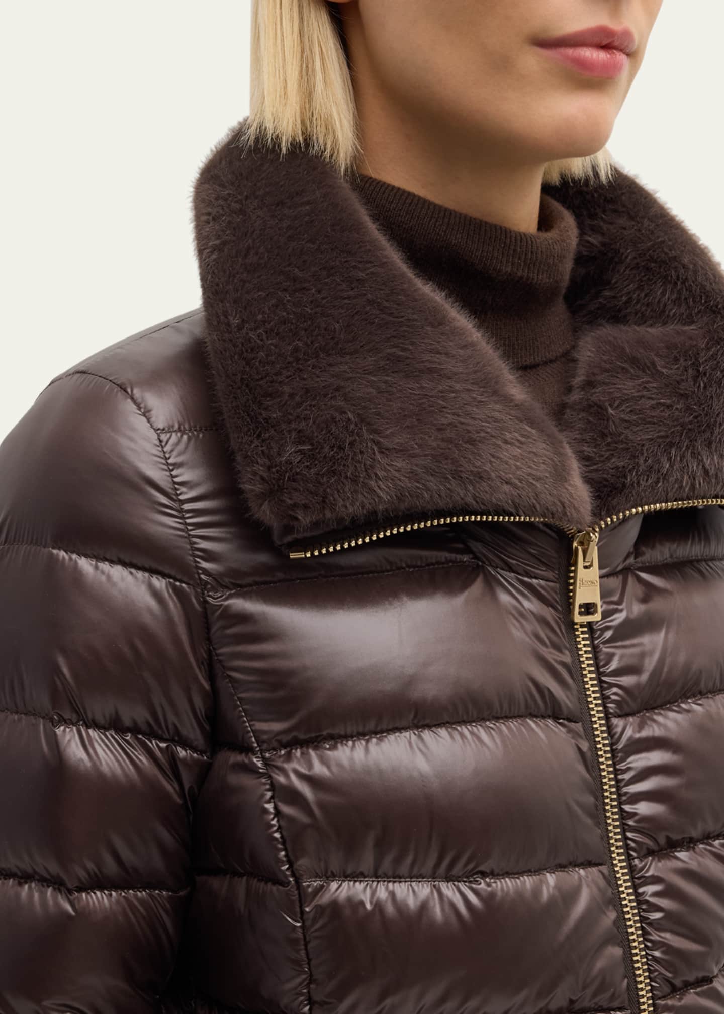 Herno Faux Fur Ultralight Nylon Puffer Jacket Bergdorf Goodman