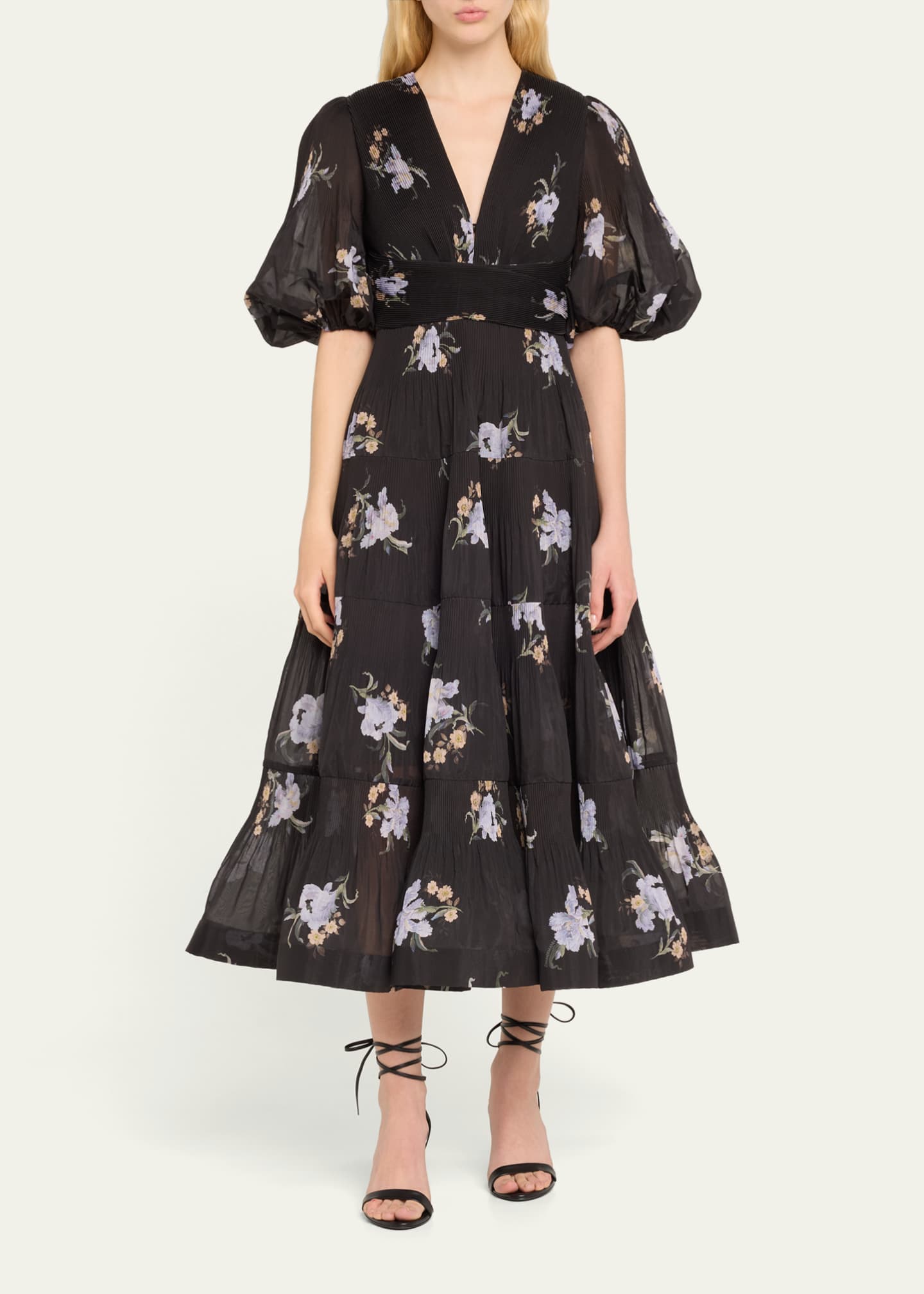 Zimmermann Women s Pleated Midi Dress Black Casual Dresses