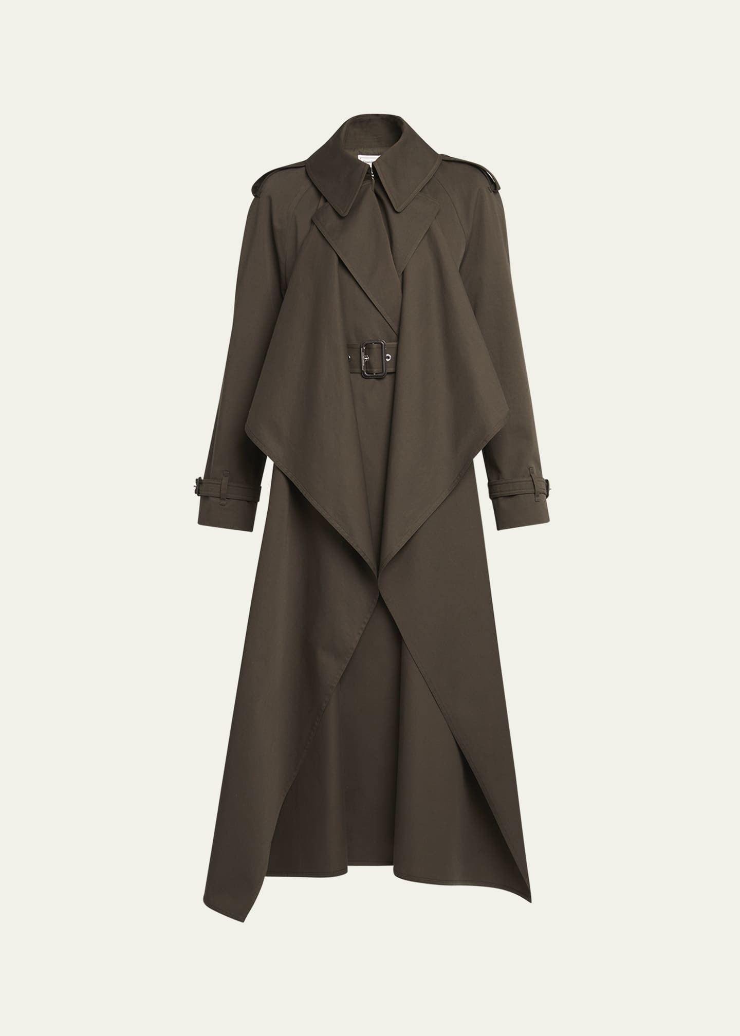 Alexander McQueen Draped Trench Coat with Belted Waist Bergdorf Goodman