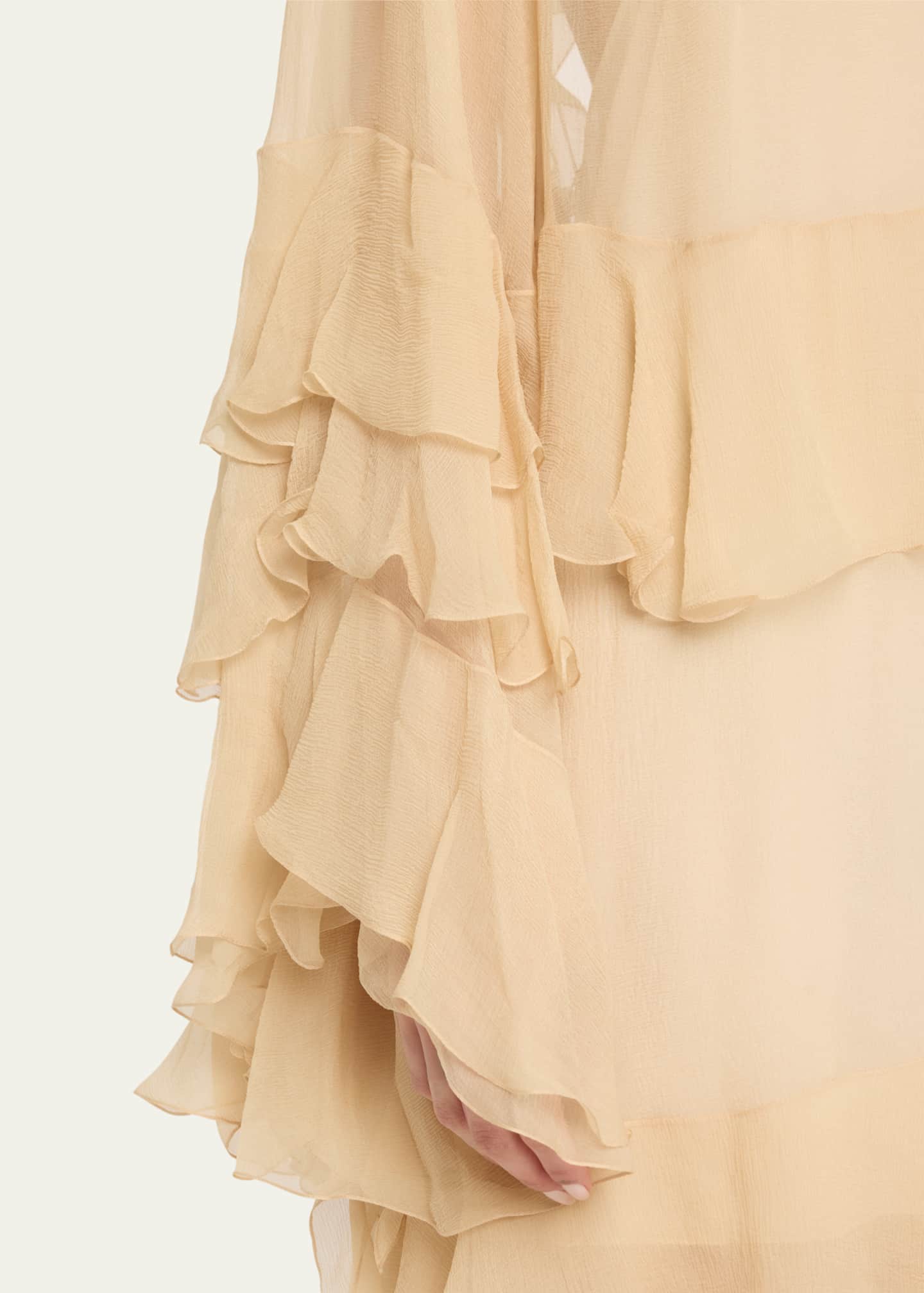Chloe Silk Mousseline Mini Dress with Ruffle Details Image 5 of 5