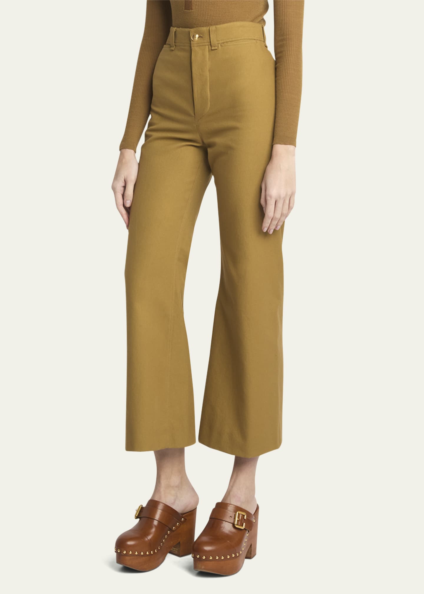 Chloe Cotton Drill Cropped Wide-Leg Trousers Image 4 of 5