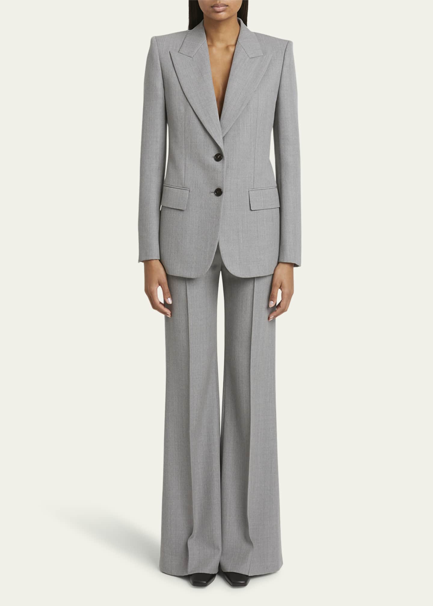 Chloe Wide Leg Wool Grain De Poudre Trousers Image 2 of 5
