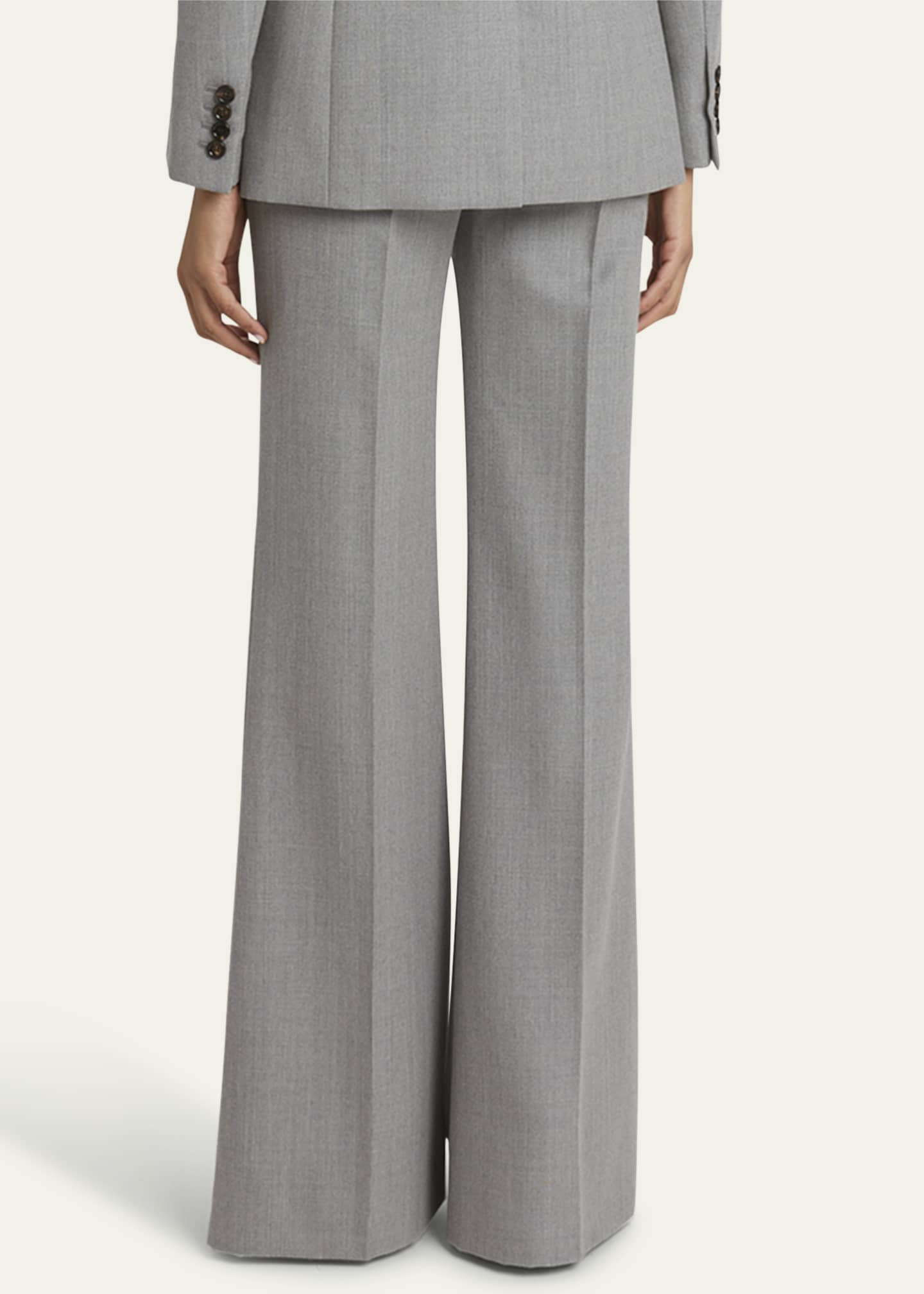 Chloe Wide Leg Wool Grain De Poudre Trousers Image 3 of 5