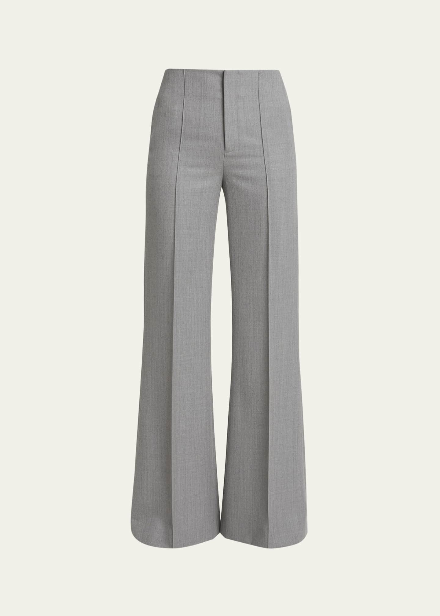 Chloe Wide Leg Wool Grain De Poudre Trousers Image 1 of 5