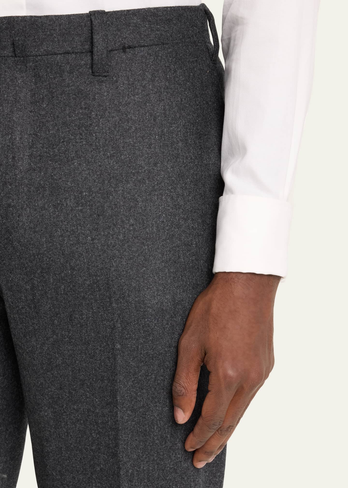 Cesare Attolini Men's Flat-Front Flannel Trousers Image 5 of 5