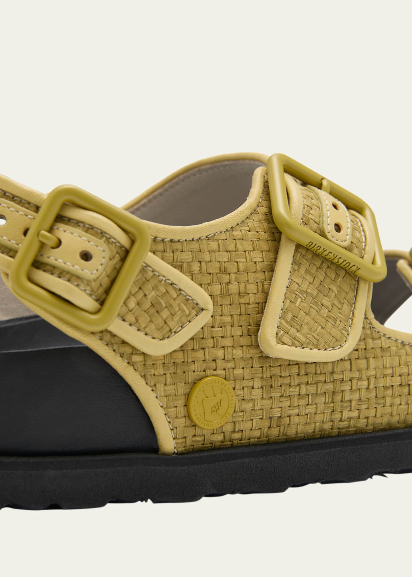 1774 Birkenstock Milano Raffia Dual Buckle Slingback Sandals Bergdorf Goodman