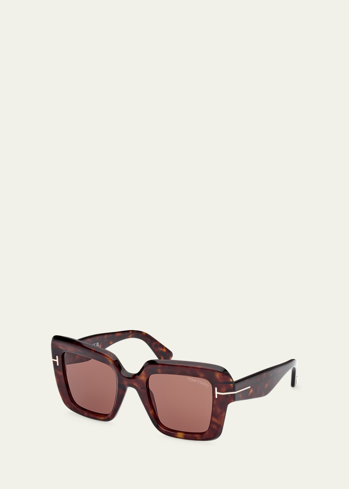 TOM FORD Esme Tortoise Acetate Square Sunglasses Image 2 of 3