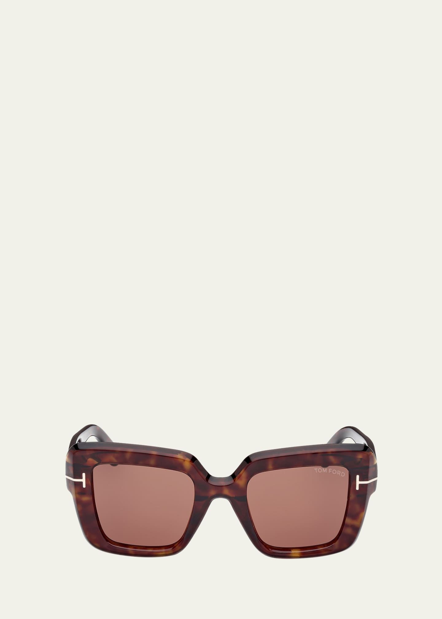TOM FORD Esme Tortoise Acetate Square Sunglasses Image 1 of 3