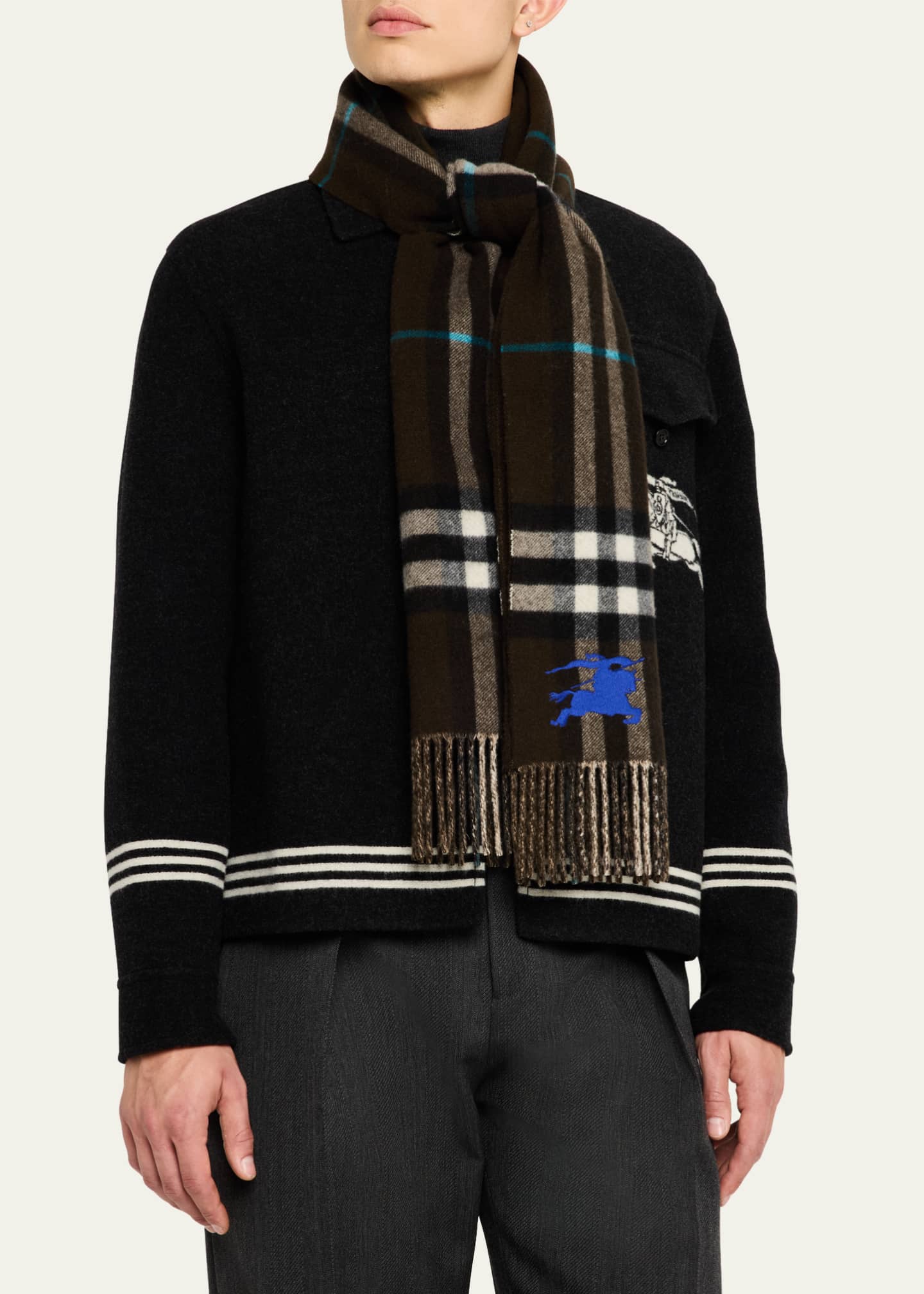 Burberry Men's Reversible Cashmere EKD Scarf Image 3 of 5