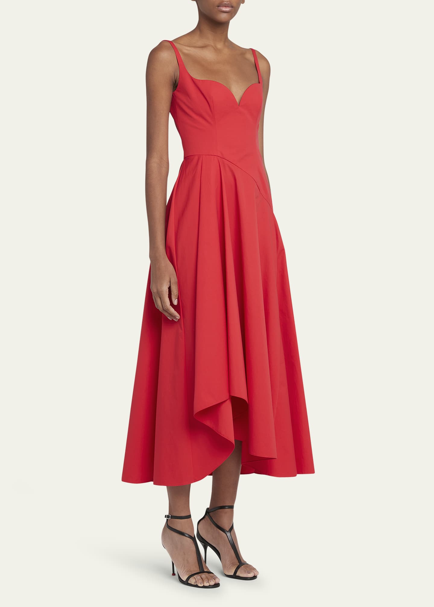 McQueen Sweetheart Midi Dress with Asymmetric Skirt Image 4 of 5