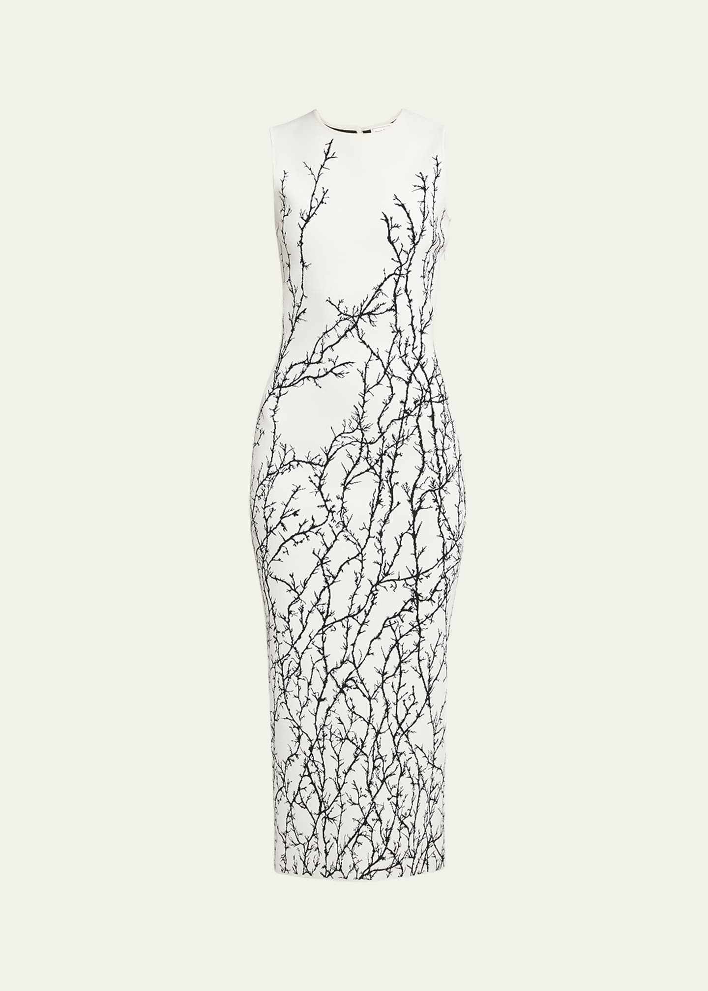 Alexander McQueen Thorn Embroidered Jacquard Midi Dress