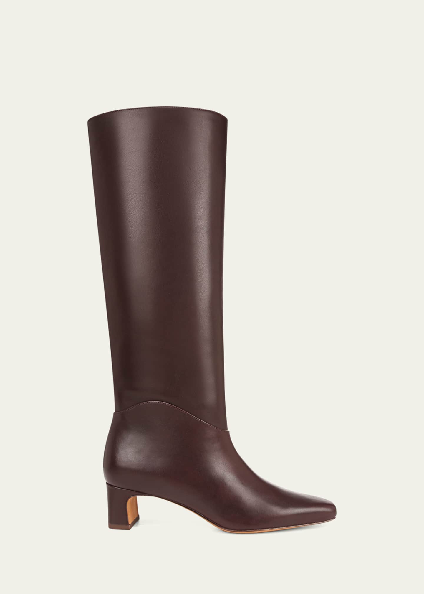 Calfskin Kitten-Heel Knee Boots