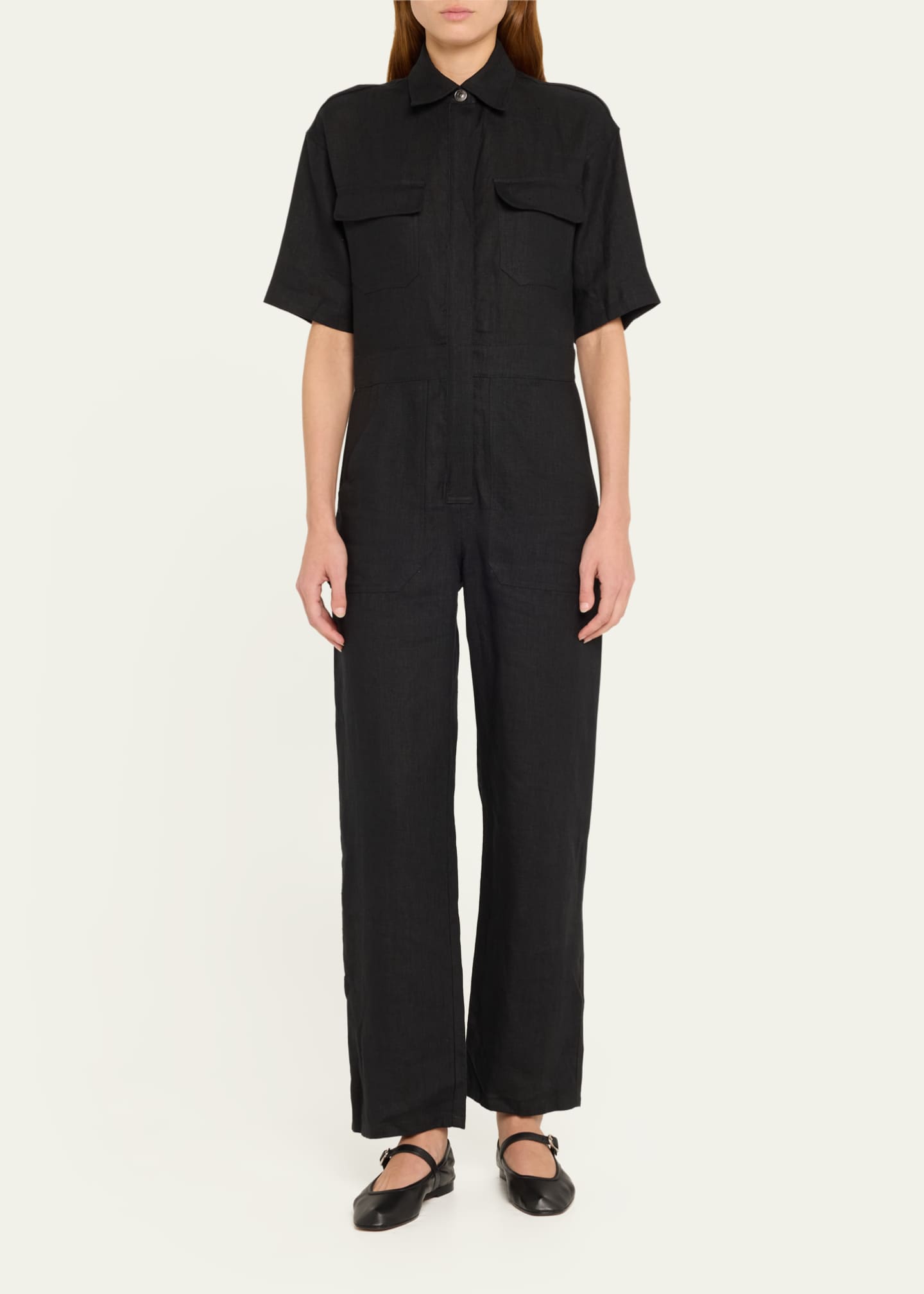 Rivet Utility Dynamo ShortSleeve Linen Jumpsuit Bergdorf Goodman