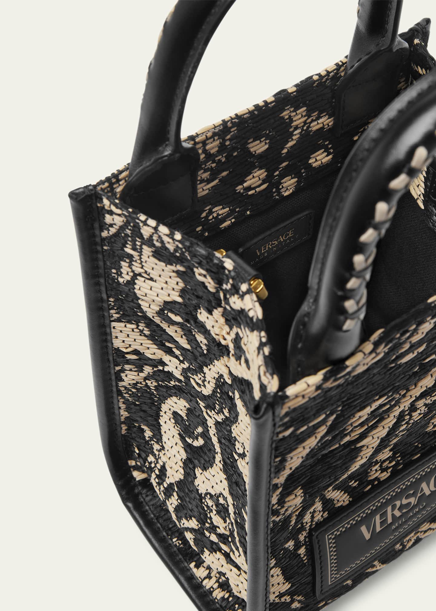 Versace Men's Barocco Raffia Mini Tote Bag Image 4 of 5