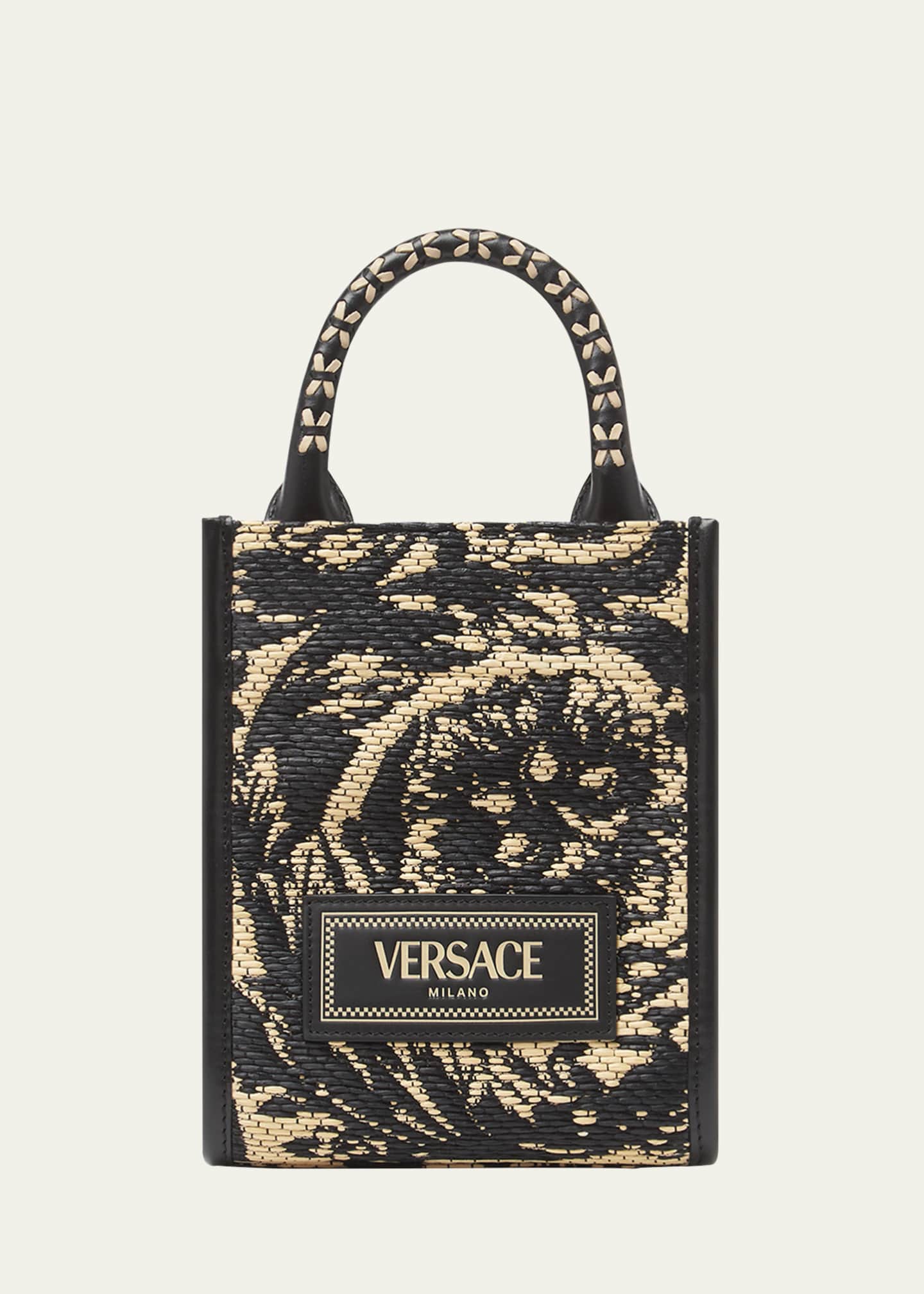Versace Men s Athena Mini Raffia Tote Bag