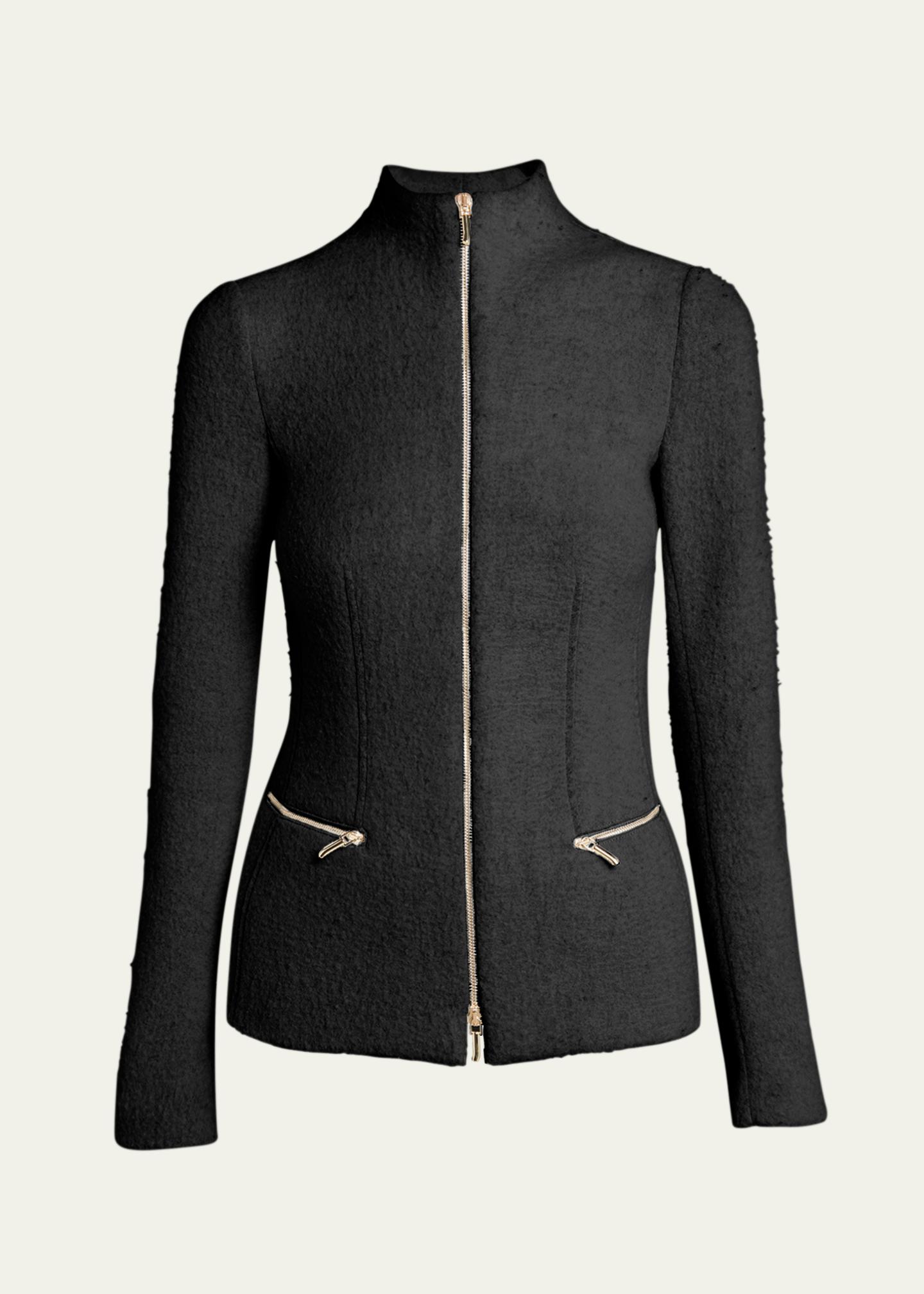 Giorgio Armani Cashmere-Blend Zip-Front Knit Jacket - Bergdorf Goodman