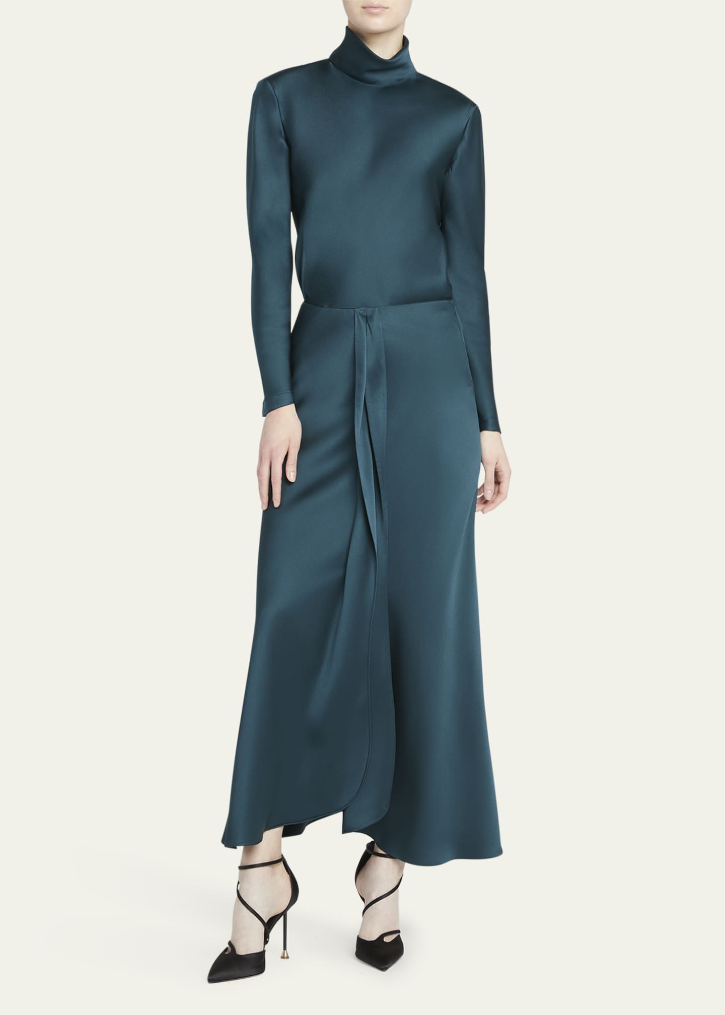 Giorgio Armani Silk Center-Pleat Midi Skirt Image 2 of 5