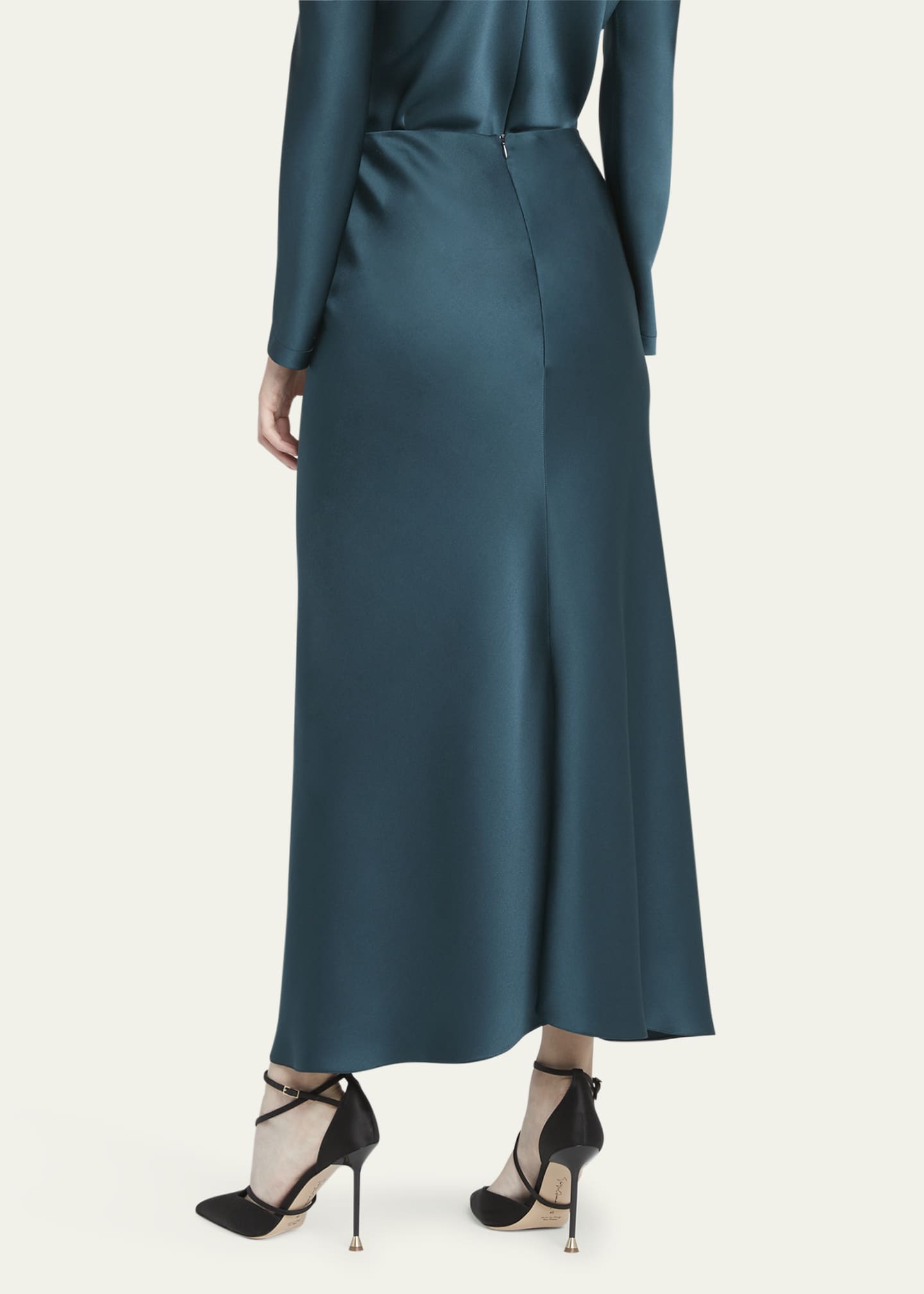 Giorgio Armani Silk Center-Pleat Midi Skirt Image 3 of 5