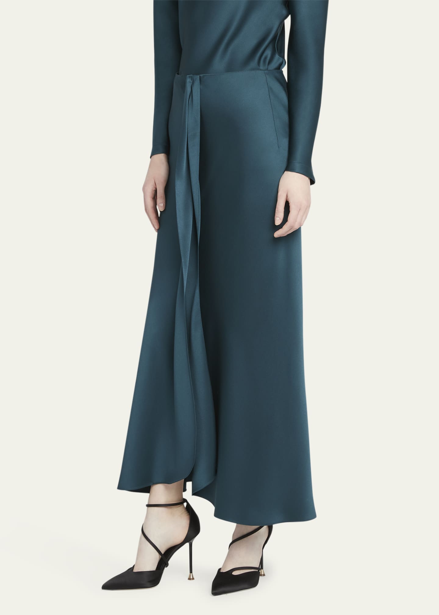 Giorgio Armani Silk Center-Pleat Midi Skirt Image 4 of 5