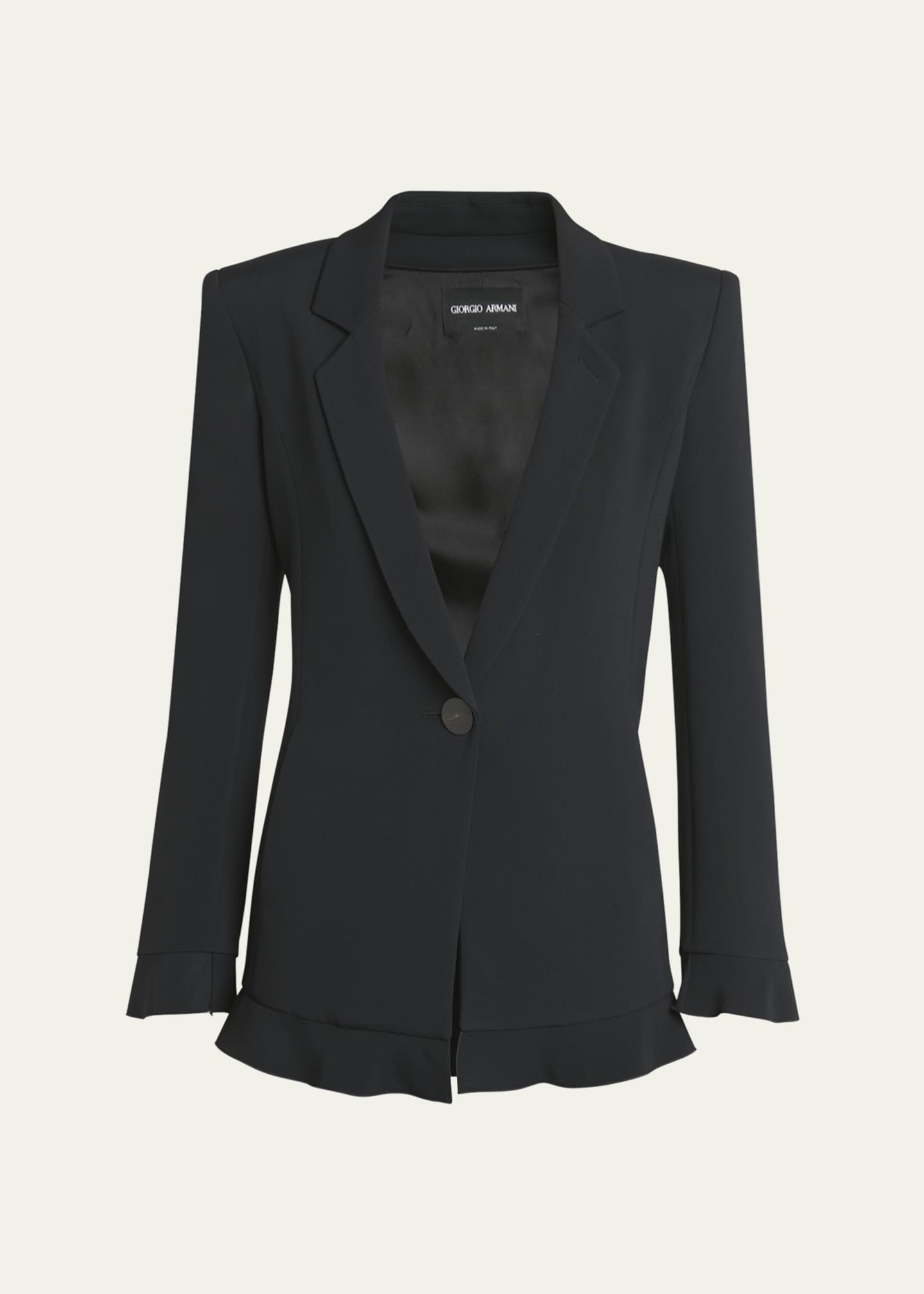 Giorgio Armani Cady Blazer Jacket with Ruffle Underlay Image 1 of 5