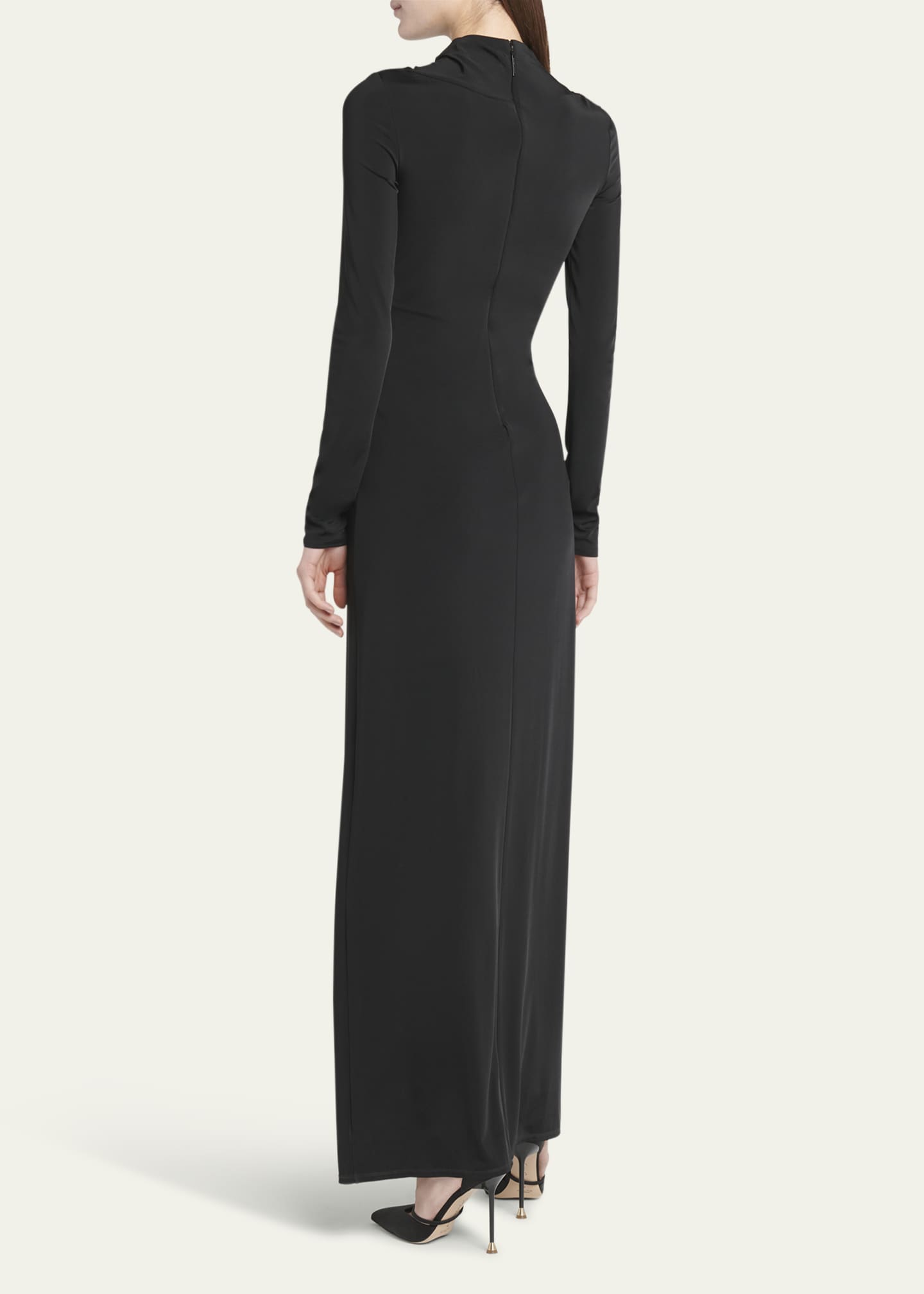 Giorgio Armani Jersey Column Gown with Beaded Floral Hip Detail Image 3 of 5