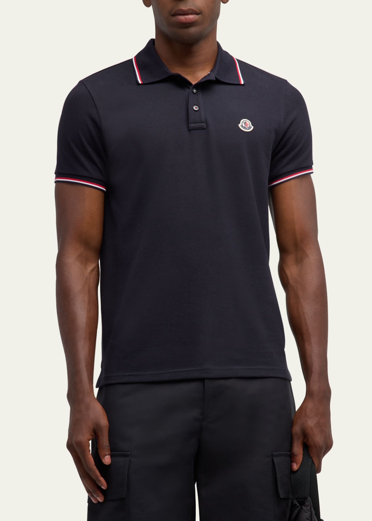 Moncler Men s Pique Logo Patch Polo Shirt Bergdorf Goodman