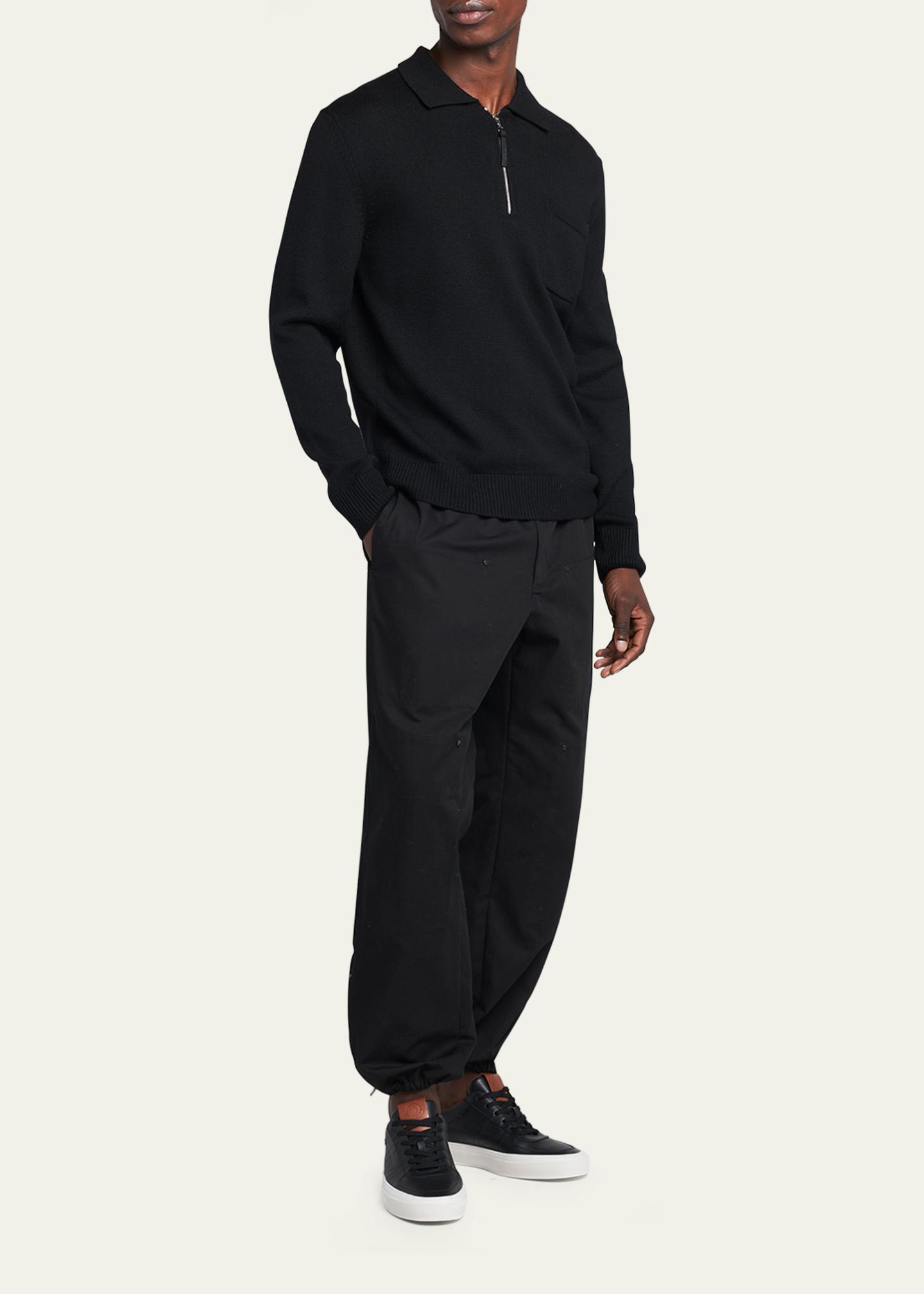 Moncler Men's Long-Sleeve Zip Polo Sweater - Bergdorf Goodman