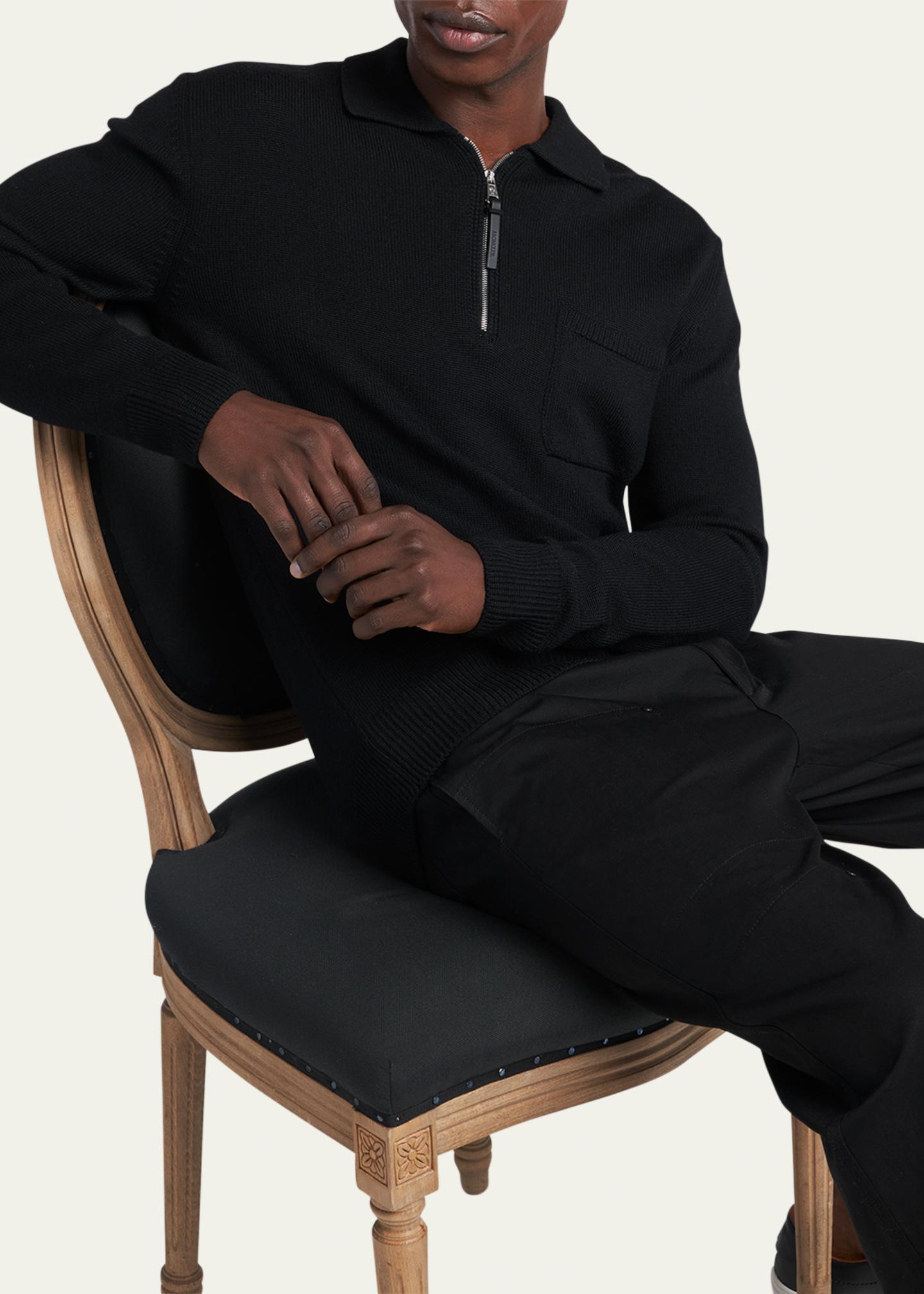 Moncler Men's Long-Sleeve Zip Polo Sweater - Bergdorf Goodman
