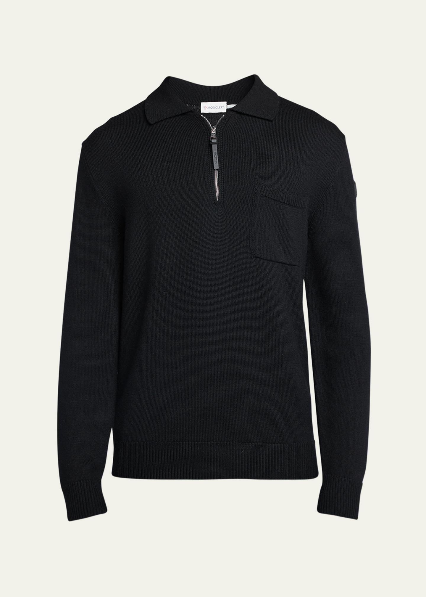 Moncler Men's Long-Sleeve Zip Polo Sweater - Bergdorf Goodman