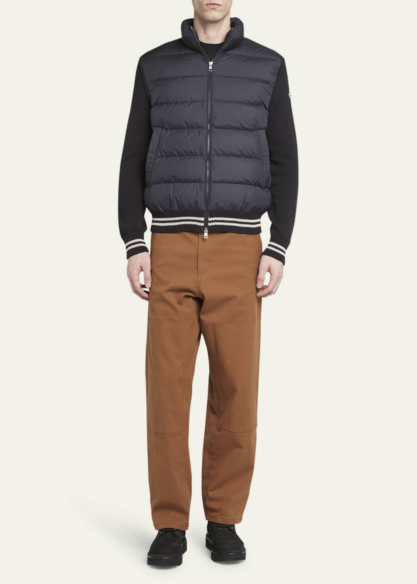 Moncler Men's Padded Zip-Up Knit Cardigan Image 2 of 5