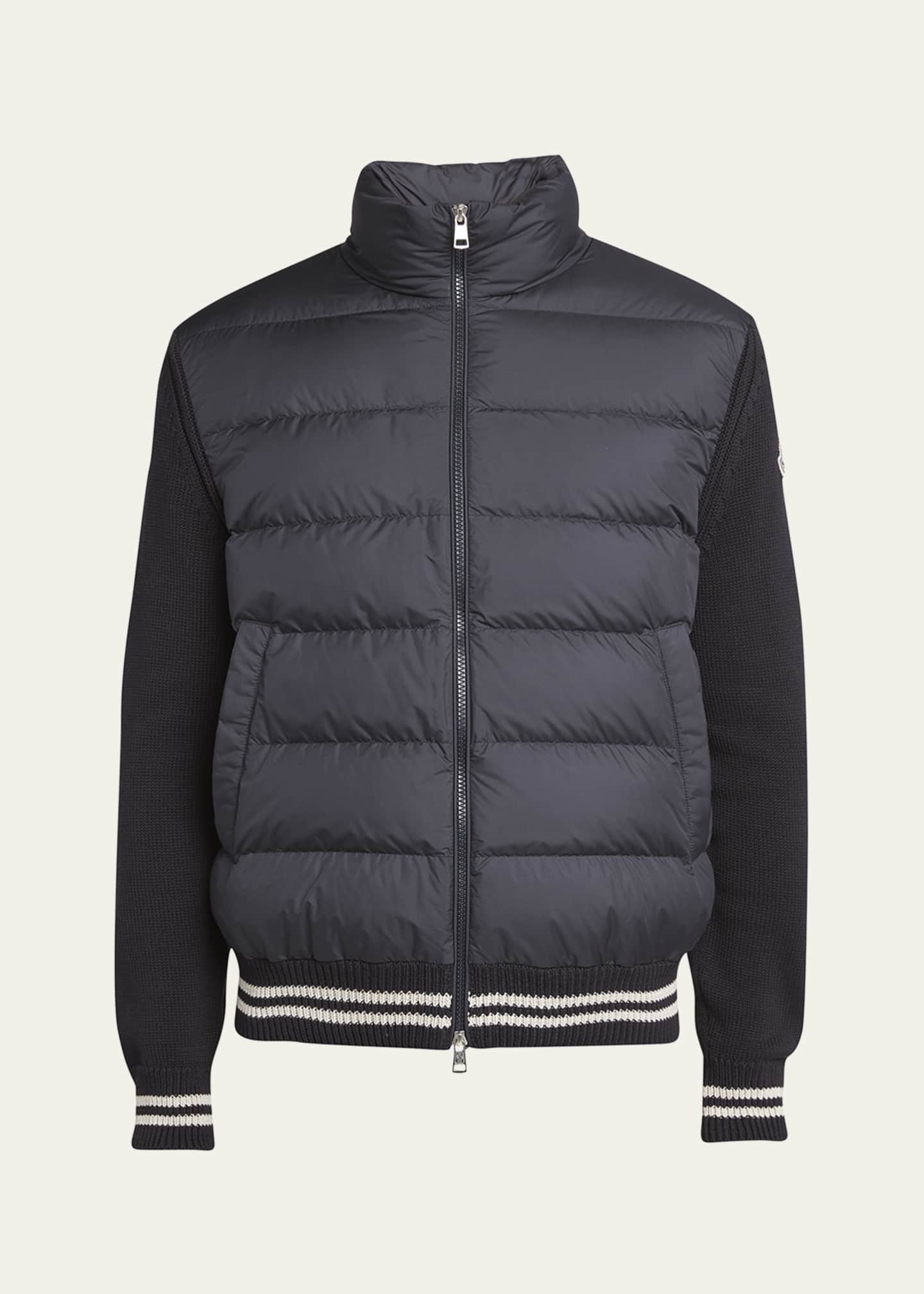 Moncler Men's Padded Zip-Up Knit Cardigan Image 1 of 5