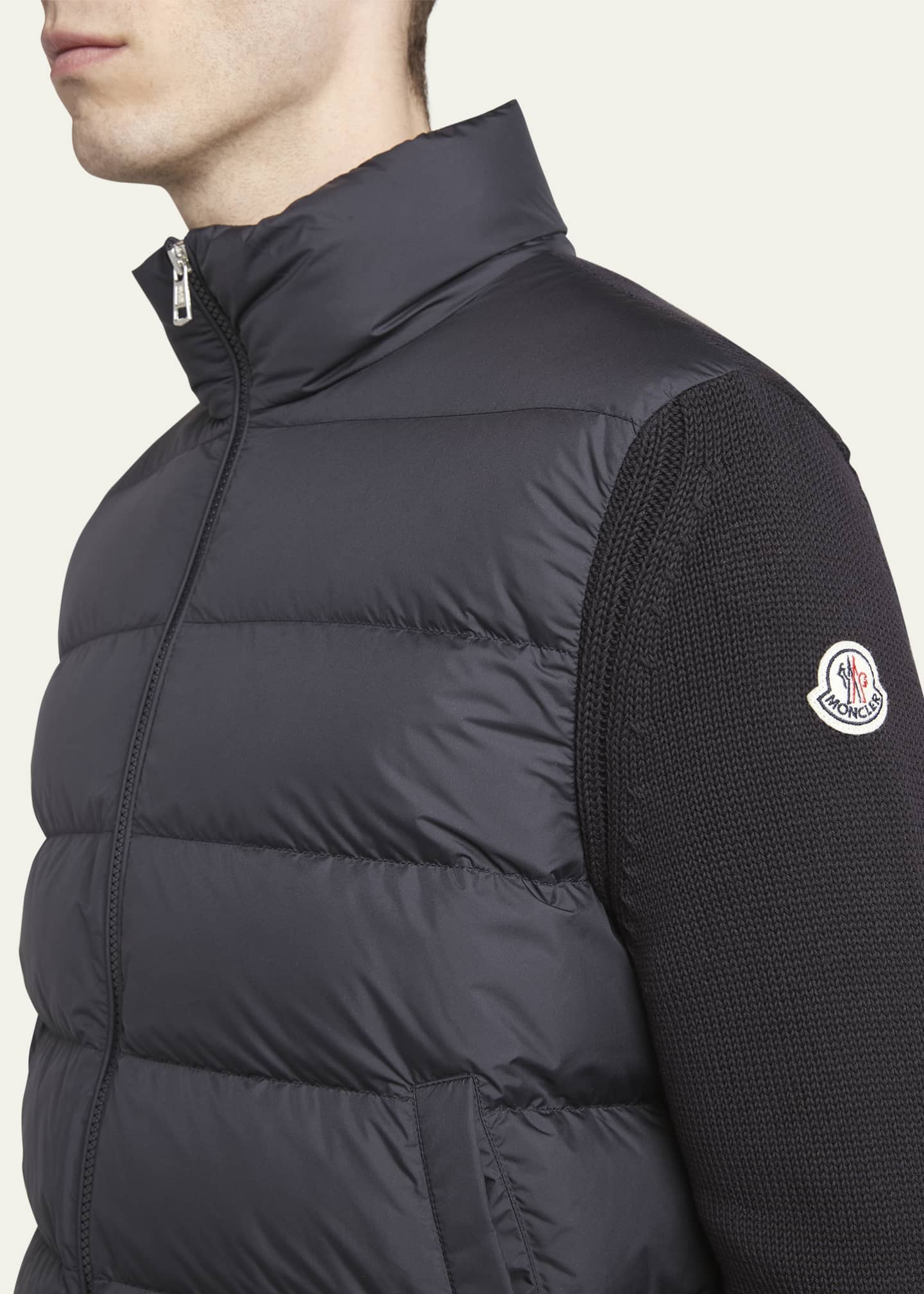 Moncler Men's Padded Zip-Up Knit Cardigan Image 5 of 5