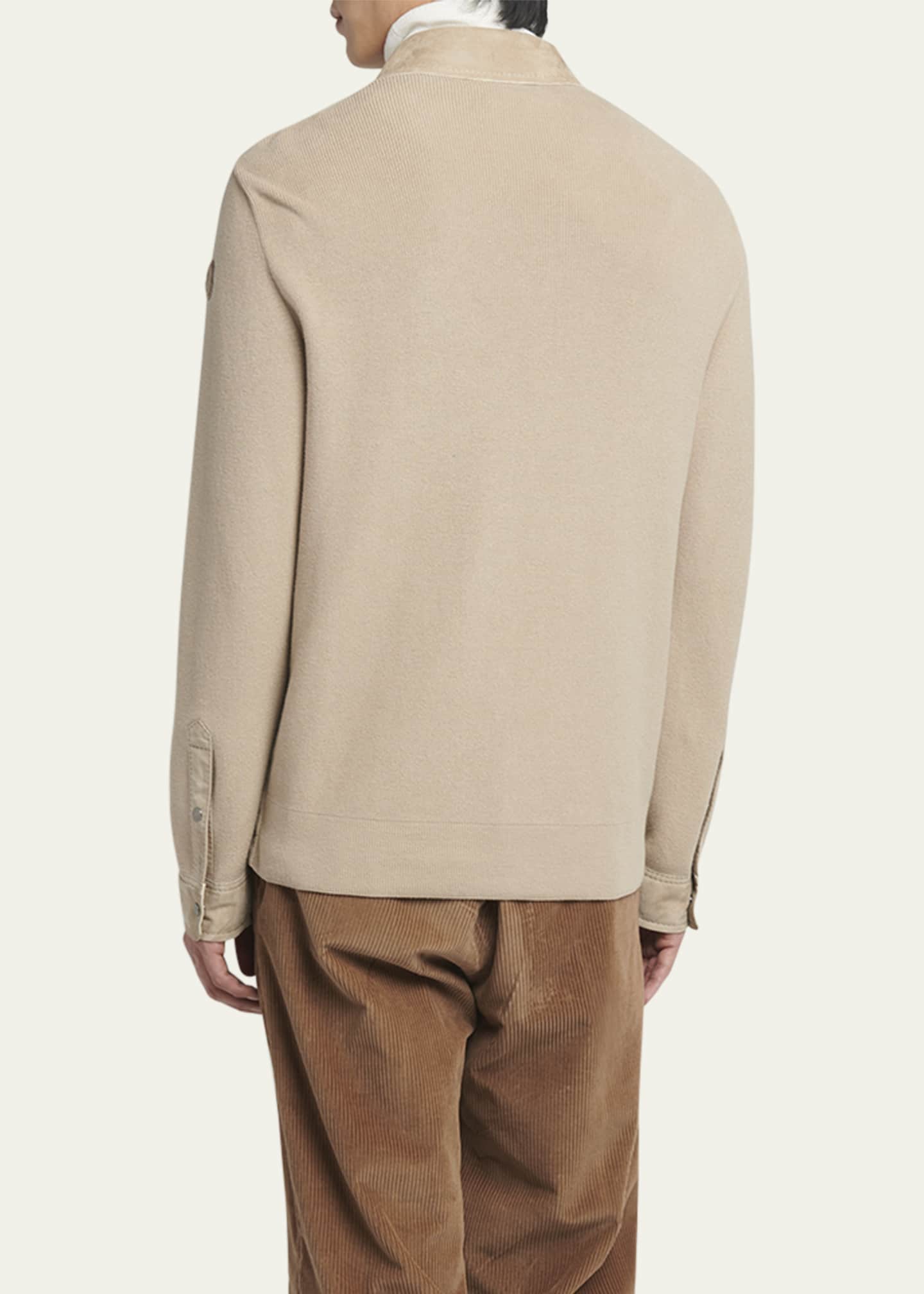 Moncler Men's Knit Overshirt with Lamb Suede Image 3 of 5