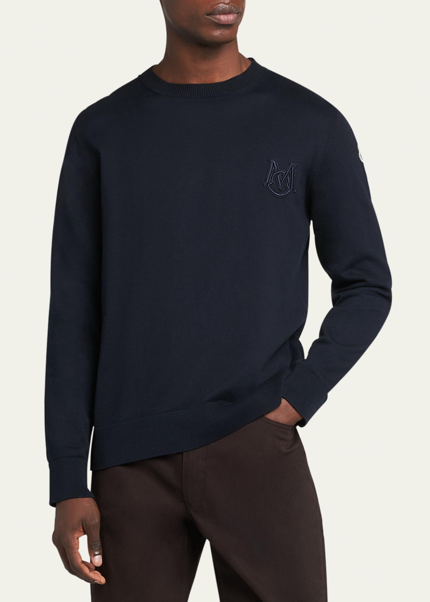 Moncler Men's Logo Crewneck Sweater - Bergdorf Goodman