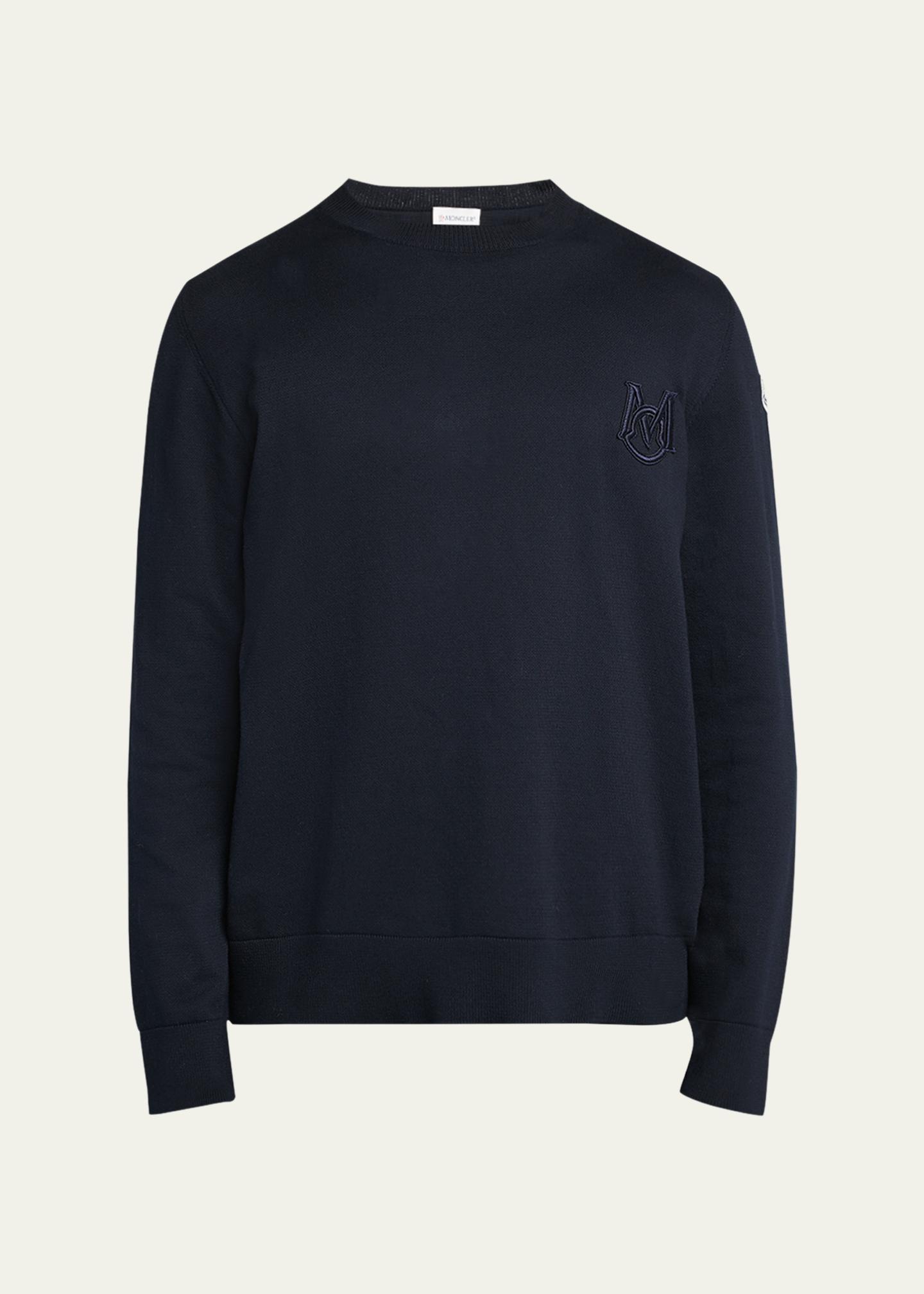 Moncler Men's Logo Crewneck Sweater - Bergdorf Goodman