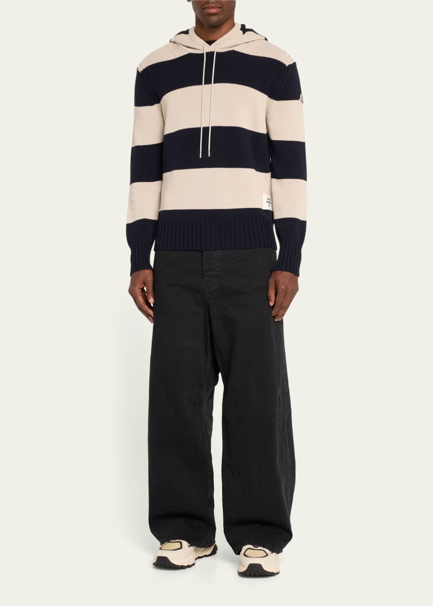 Moncler Men's Cotton Striped Knit Hoodie Image 2 of 5