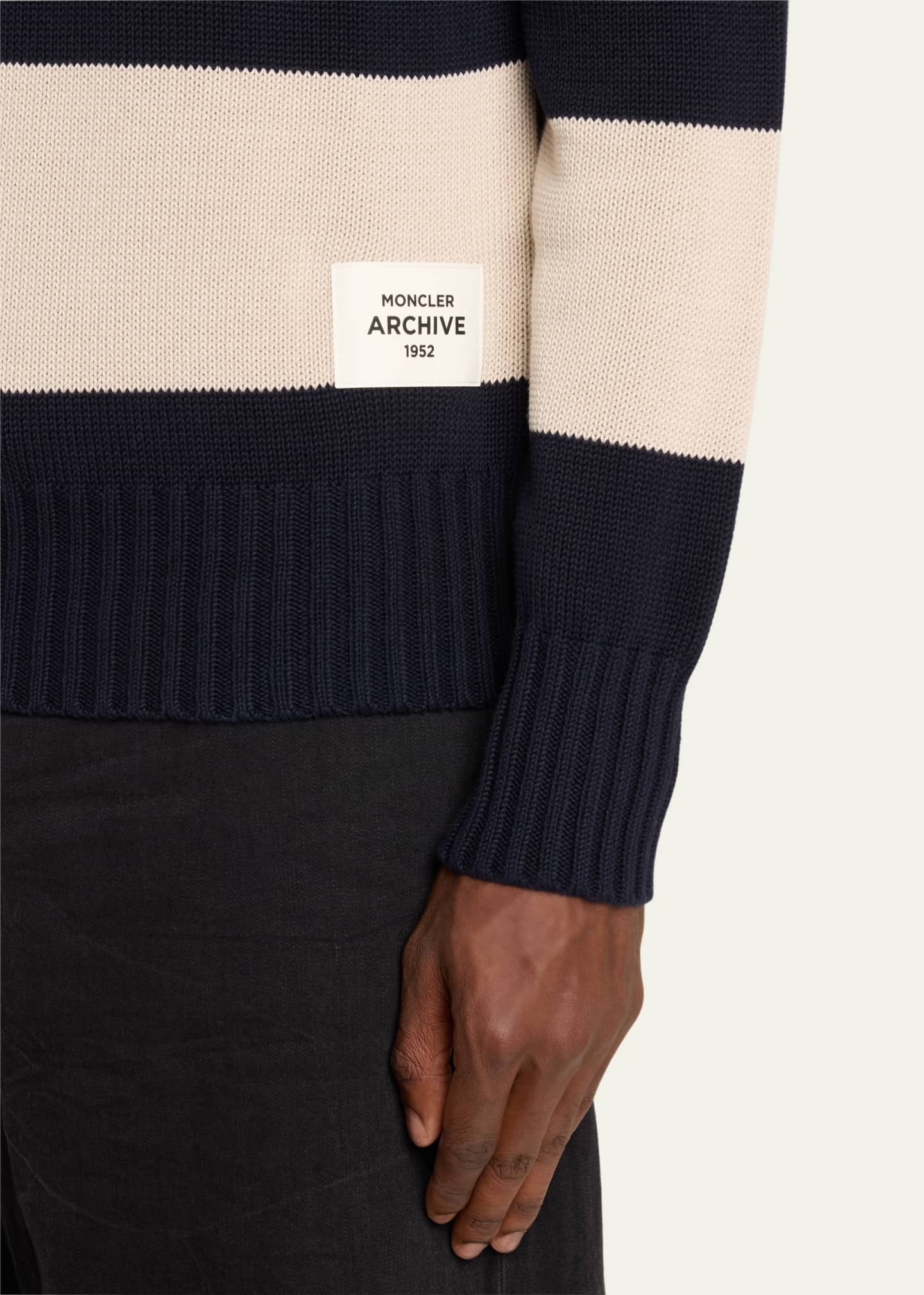 Moncler Men's Cotton Striped Knit Hoodie Image 5 of 5