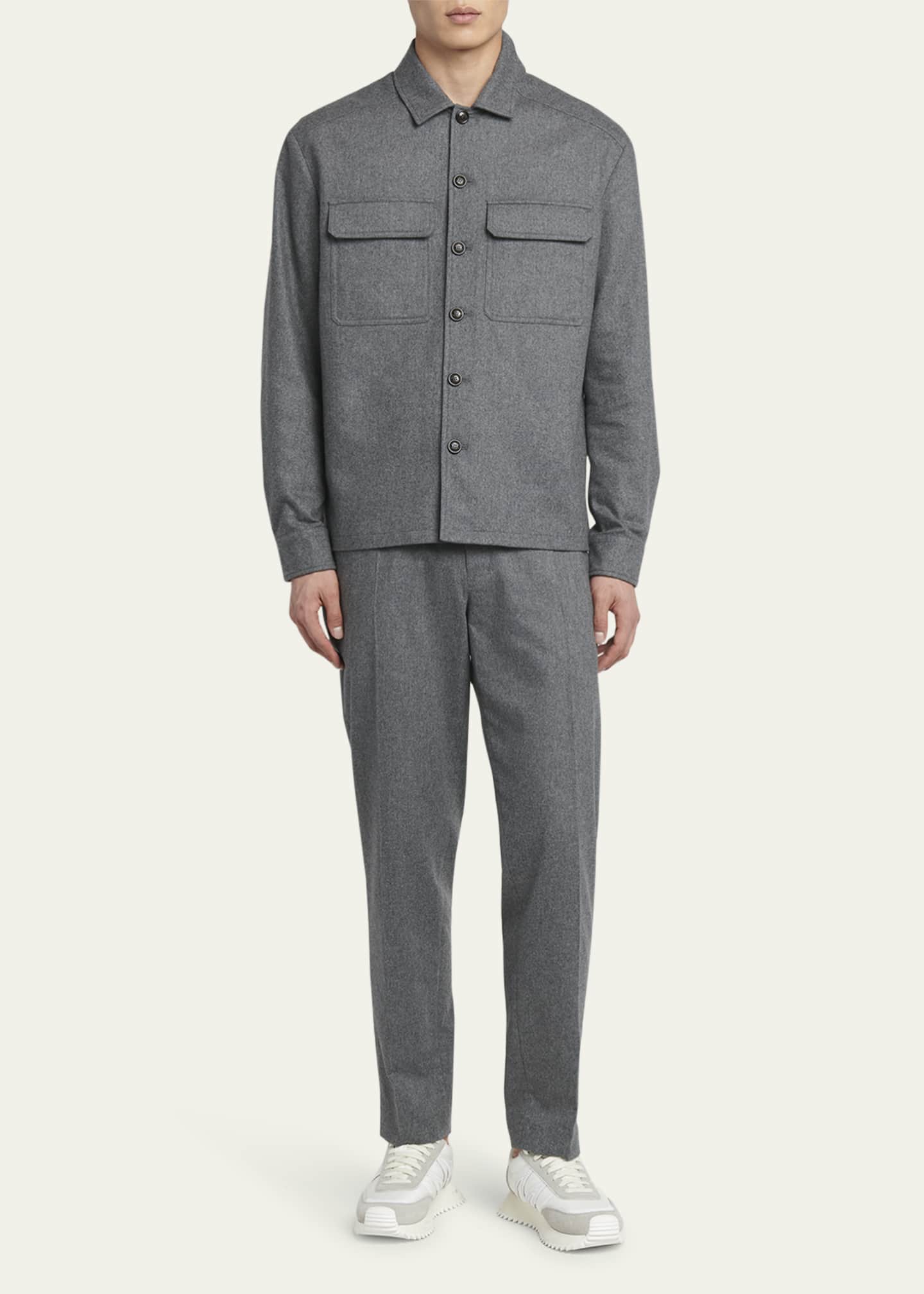 Moncler Men's Cashmere Button-Front Shirt with Pockets Image 2 of 5
