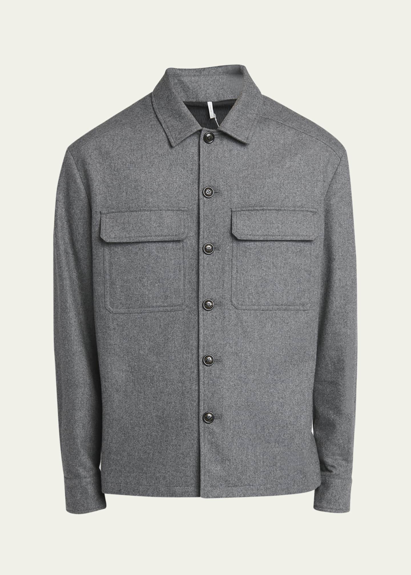 Moncler Men's Cashmere Button-Front Shirt with Pockets Image 1 of 5